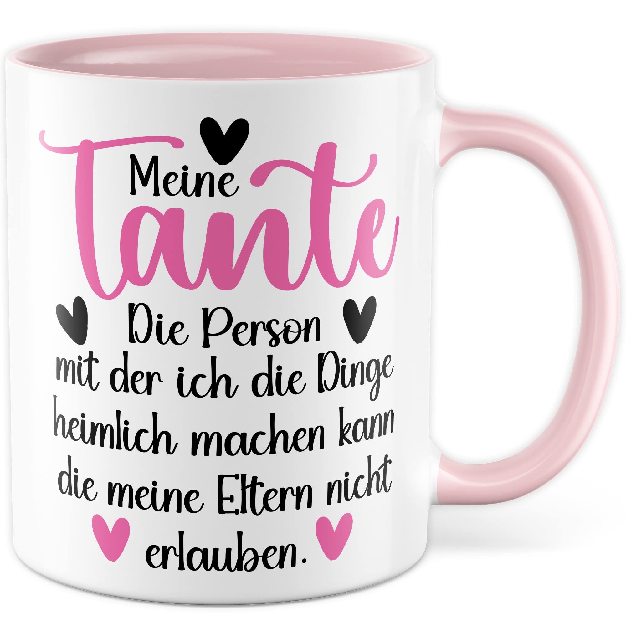 Tante Tasse Geschenk Patentante Kaffeetasse lustig Geschenkidee Familie Kaffee-Becher Nichte Neffe Humor Heimlich Dinge die meine Eltern nicht erlauben Spruch