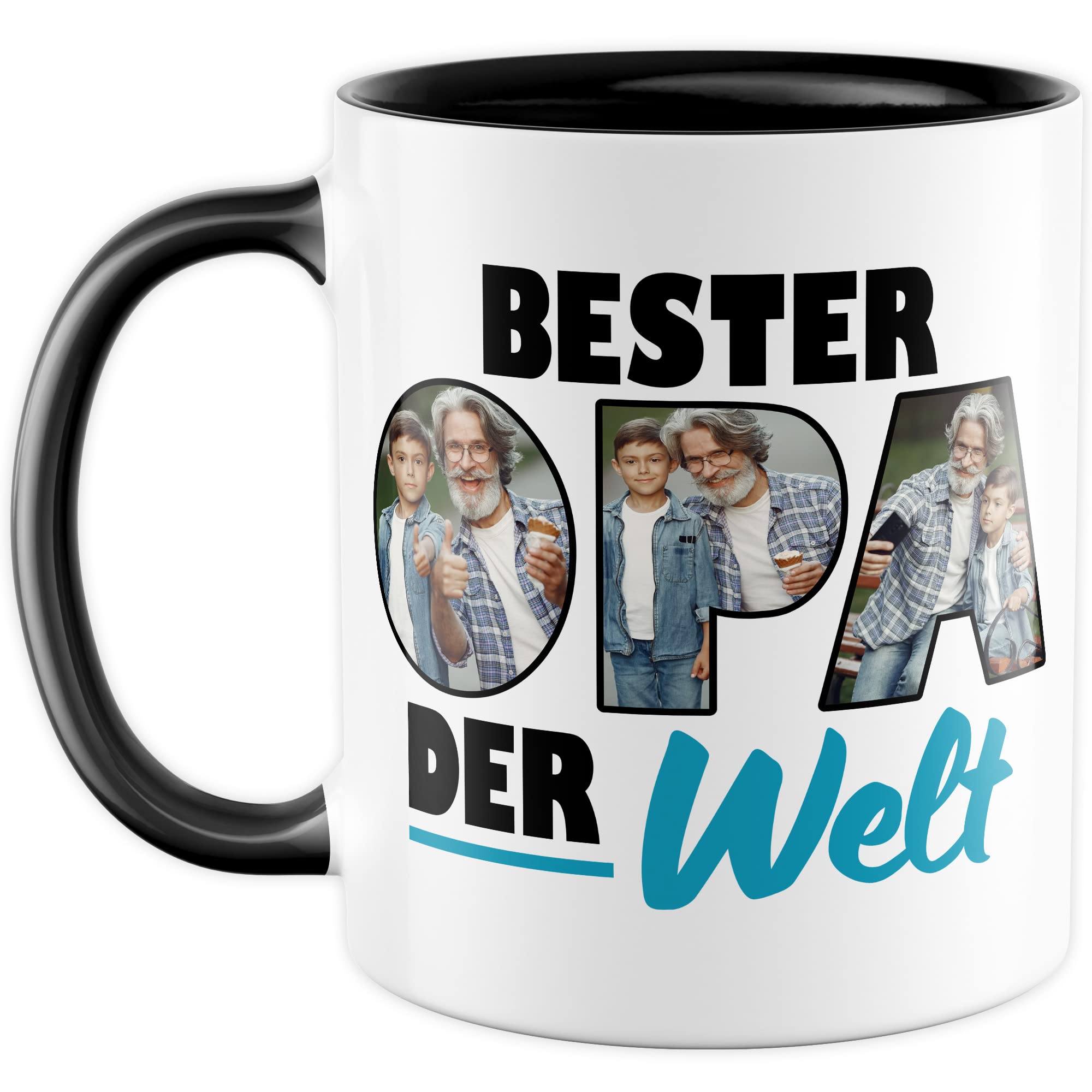 Opa Tasse personalisierbar mit Bild, Bester Opa der Welt, Geschenk personalisiert Großvater Spruch Enkelkinder schöner Spruch Geschenkidee Kaffeetasse Enkel