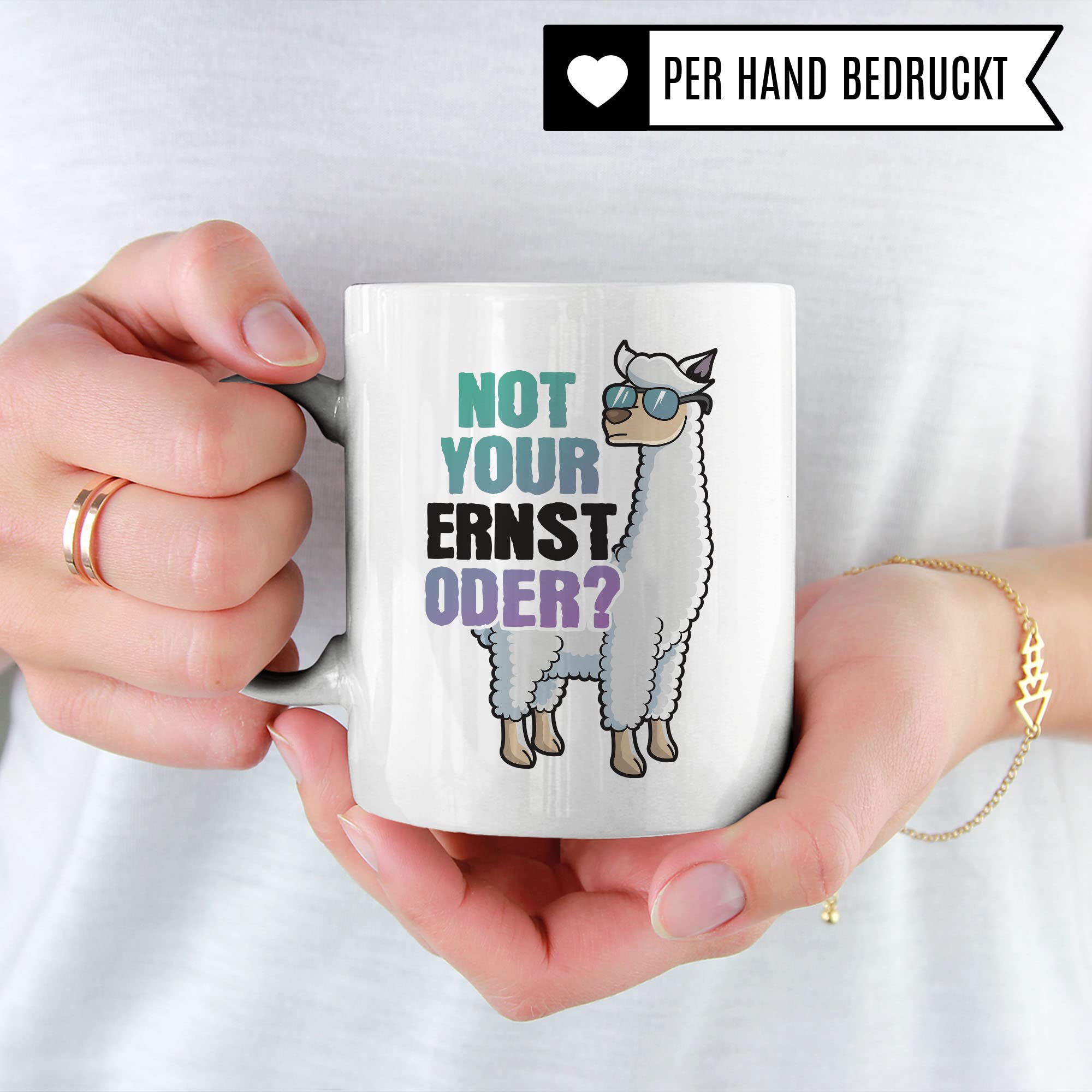 Tasse Alpaka-Motiv, Not your ernst oder? Spruch, Süßes Geschenk Alpakaliebhaber, süße Alpaka-Tasse Motiv Geschenkidee lustiger Spruch Beruf Freund Freundin Kollegen Kaffeetasse