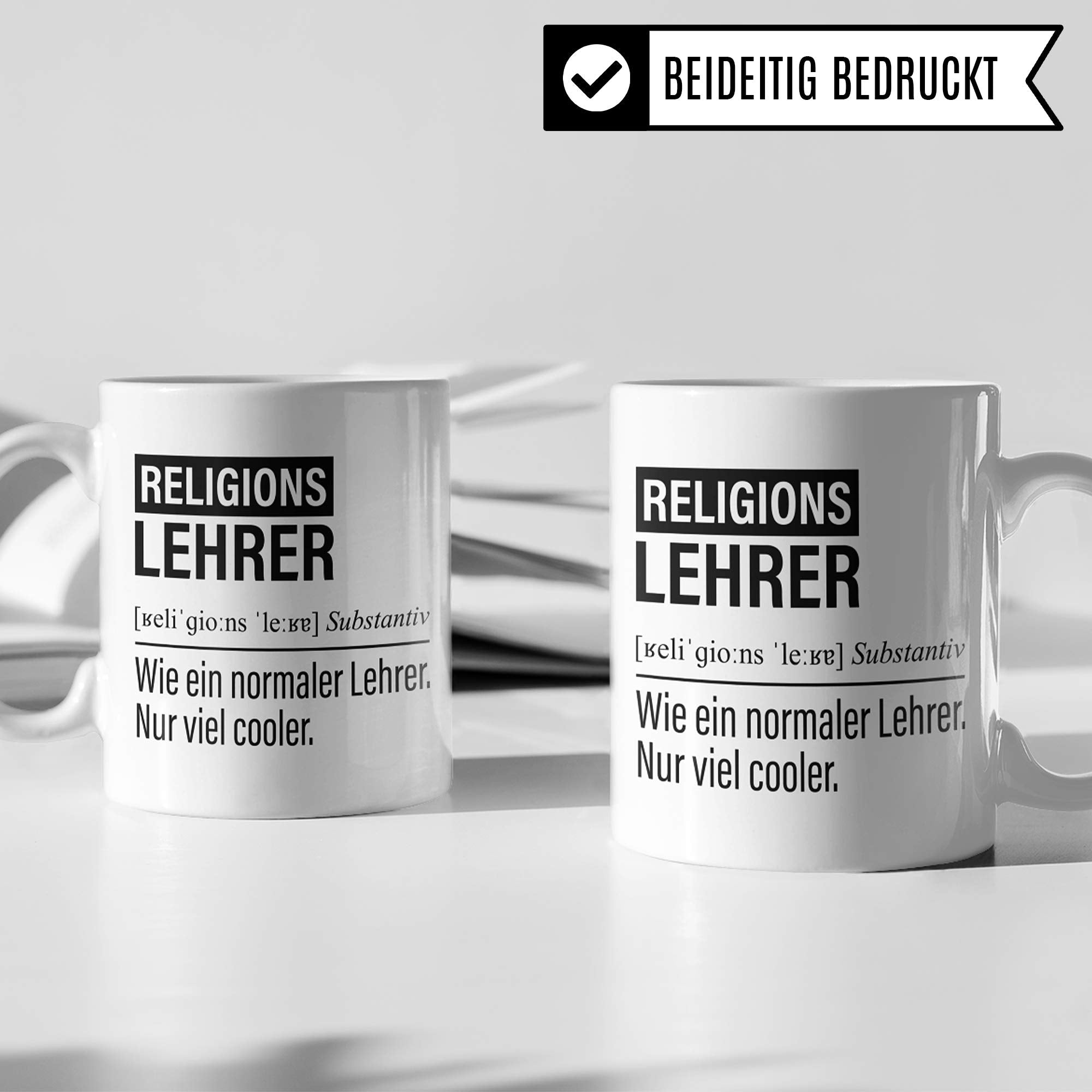 Religionslehrer Tasse, Geschenk für Religions Lehrer, Kaffeetasse Geschenkidee Lehrer, Kaffeebecher Lehramt Schule Religion Unterricht Witz