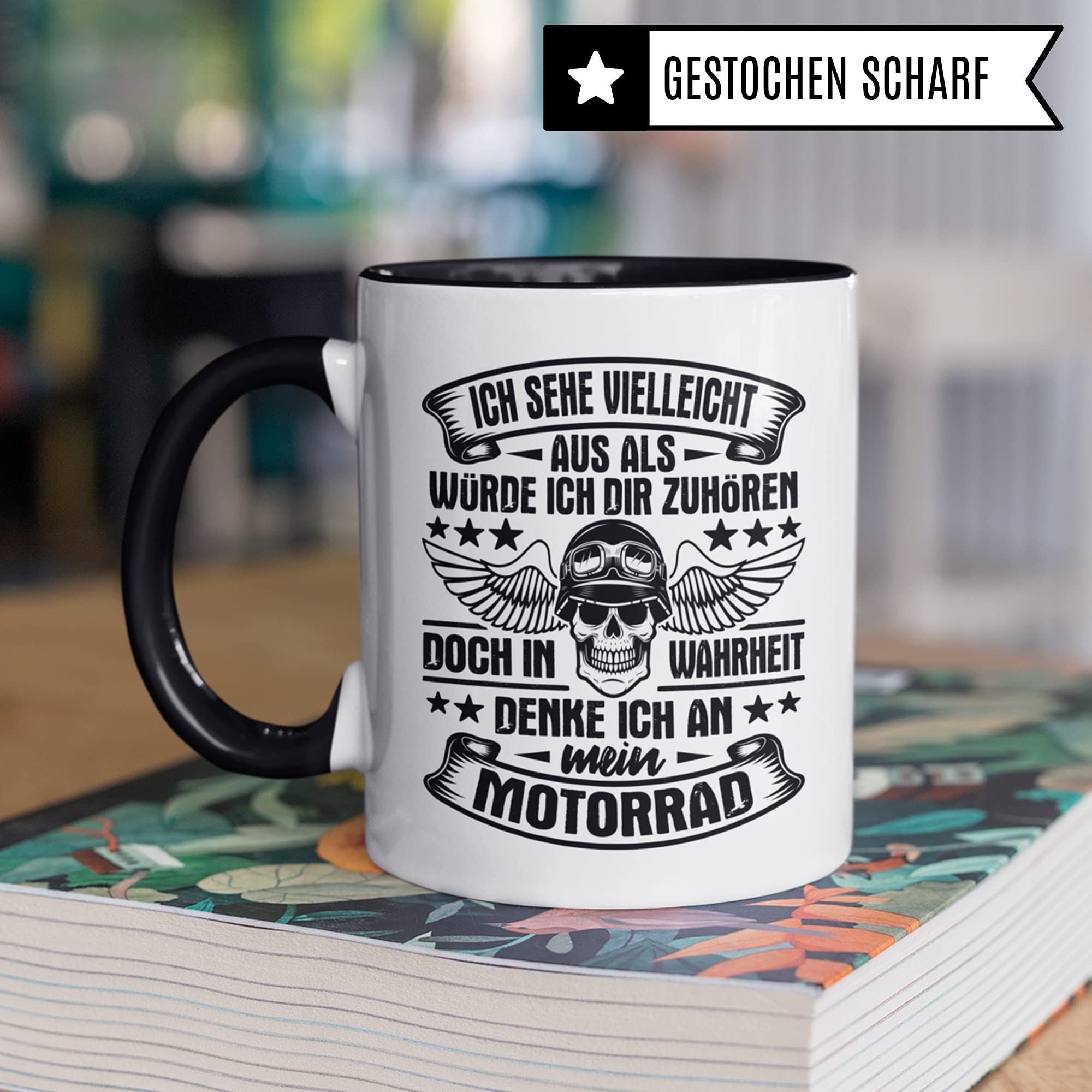 Motorrad Tasse Männer - Geschenk für Motorradfahrer Mototrradfans - Kaffeetasse Sprüche Biker Herren - Kaffeebecher Bike Geschenkidee