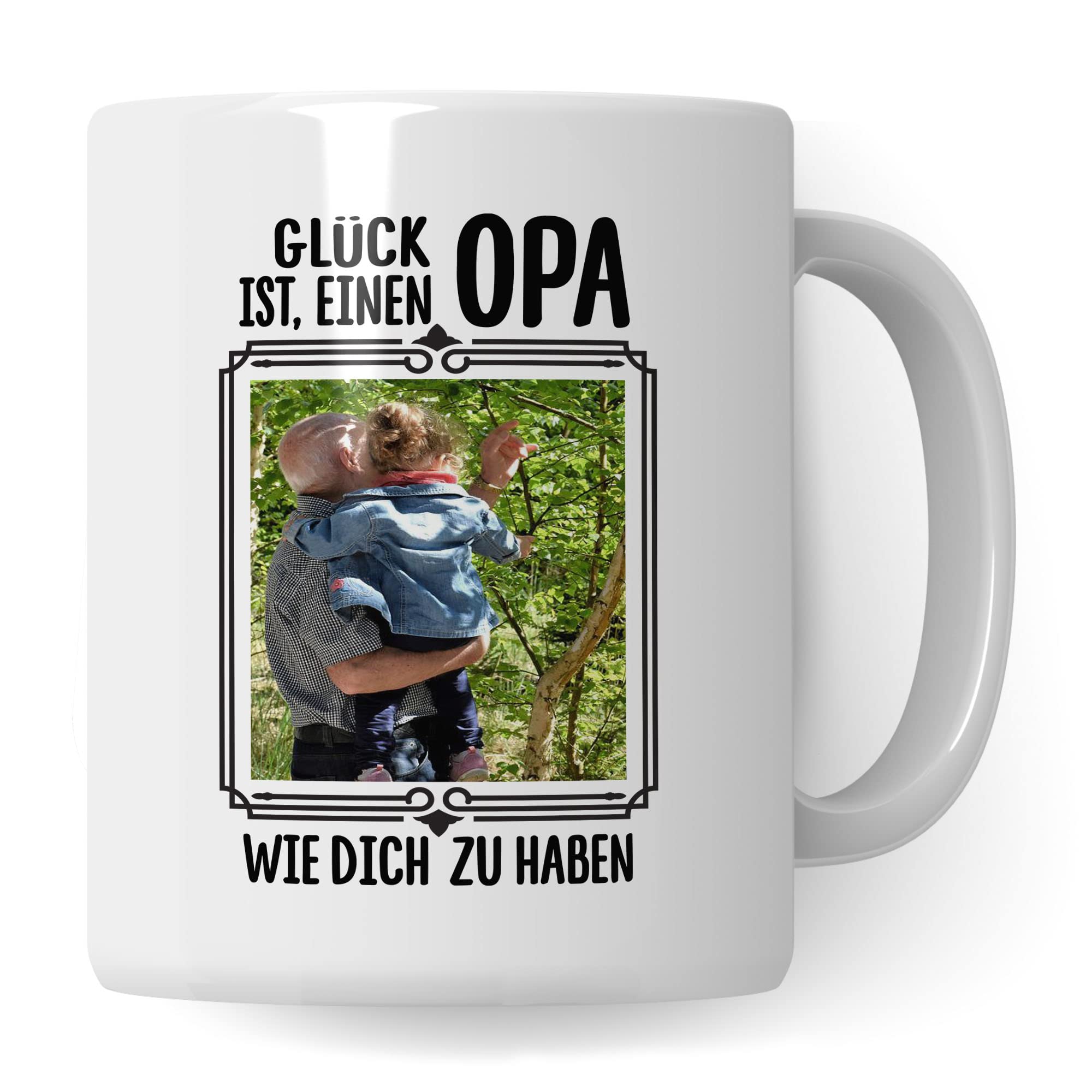 Tasse personalisierbar Opa Geschenk, Glück ist ein Opa wie dich zu haben Geschenkidee Großvater personalisierbar Kaffeetasse mit Spruch Kaffee-Becher Teetasse glücklich