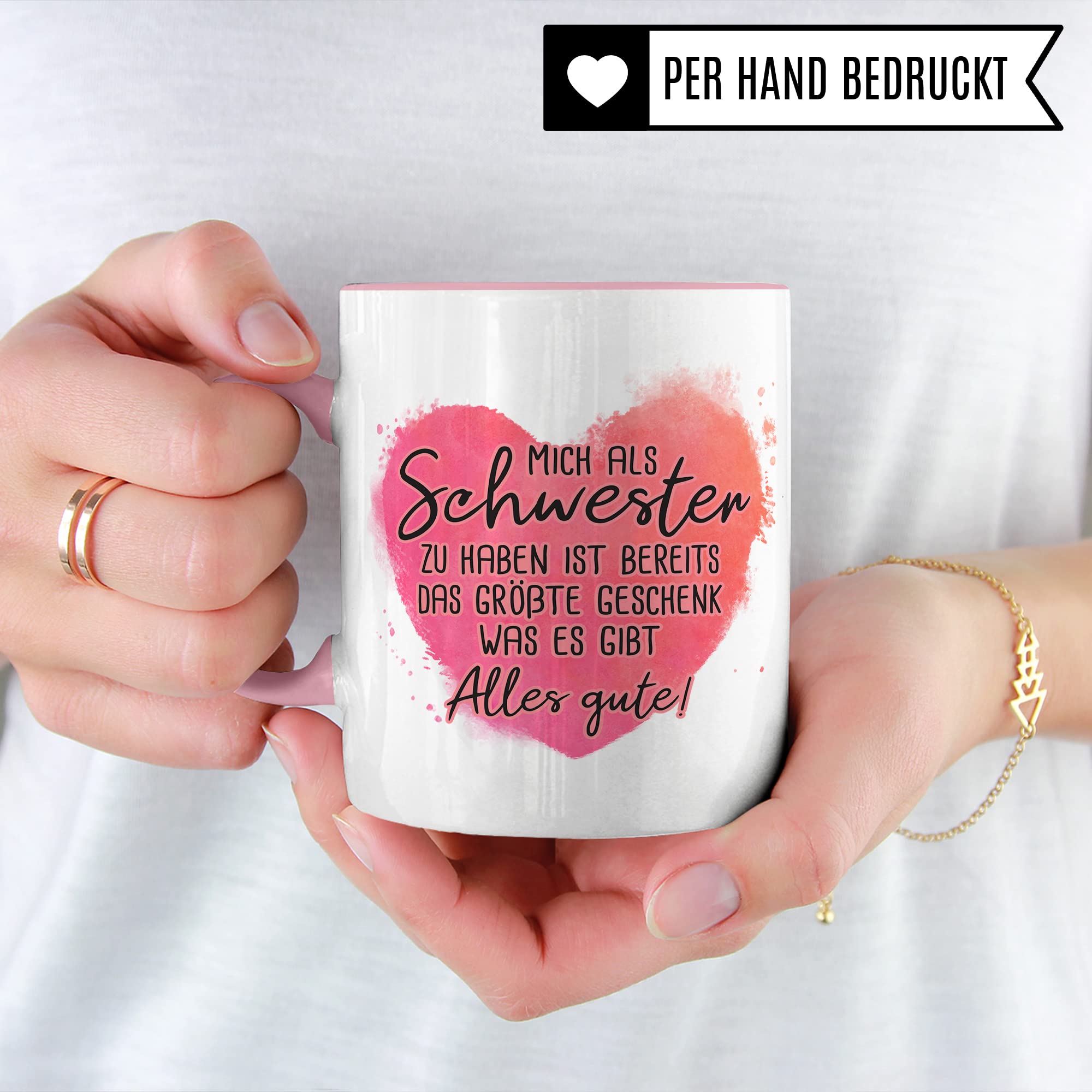 Tasse Bruder Geschenk, Mich als Schwester zu haben ist bereits das größte Geschenk das es gibt Geschenkidee Geschwister Kaffee-Becher Kaffeetasse Tasse mit Spruch lustig Witz-Tasse