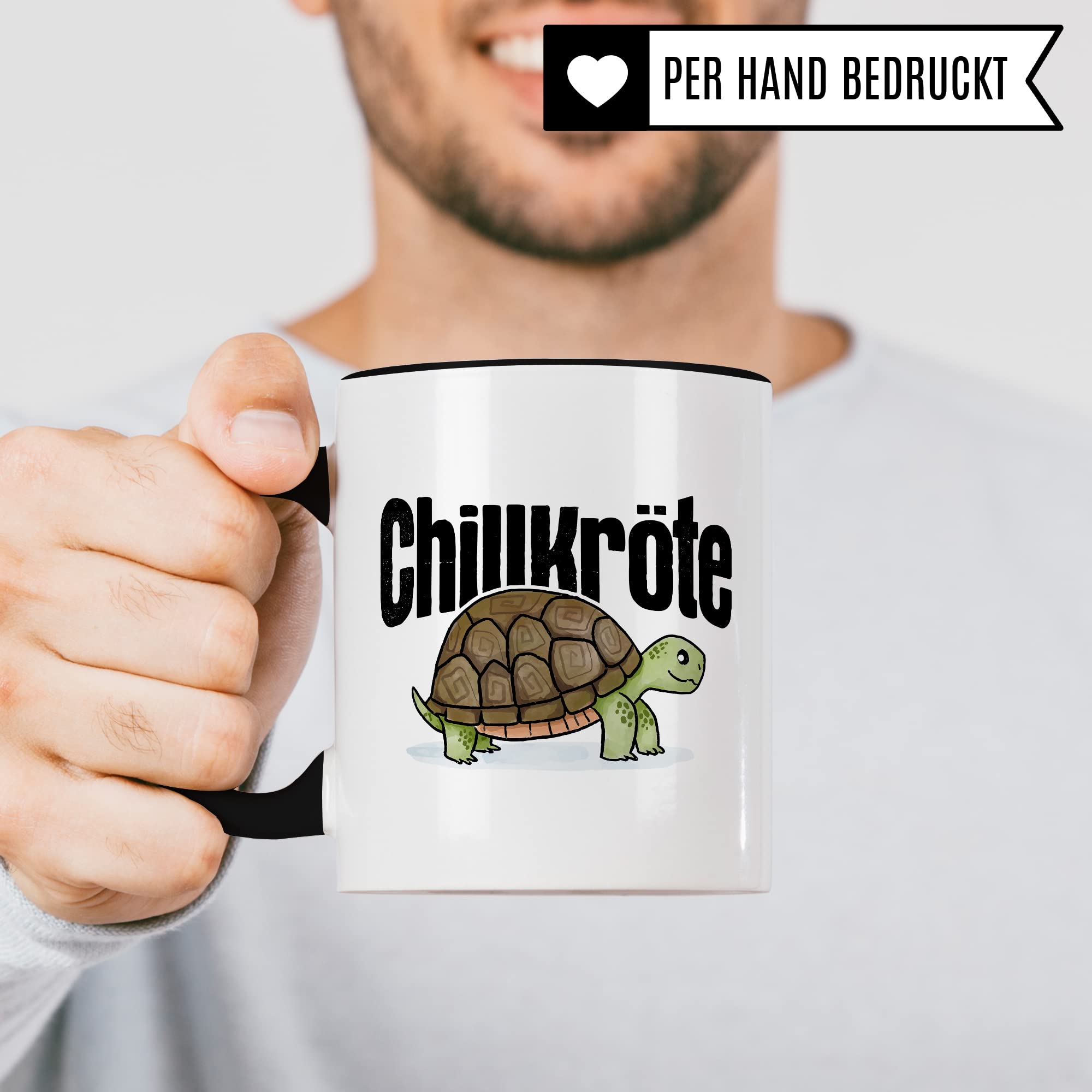 Chillkröte Tasse lustige Kaffeetasse mit Spruch Kaffee-Becher witzig Schildkröte Teetasse Humor Faulpelz Tasse