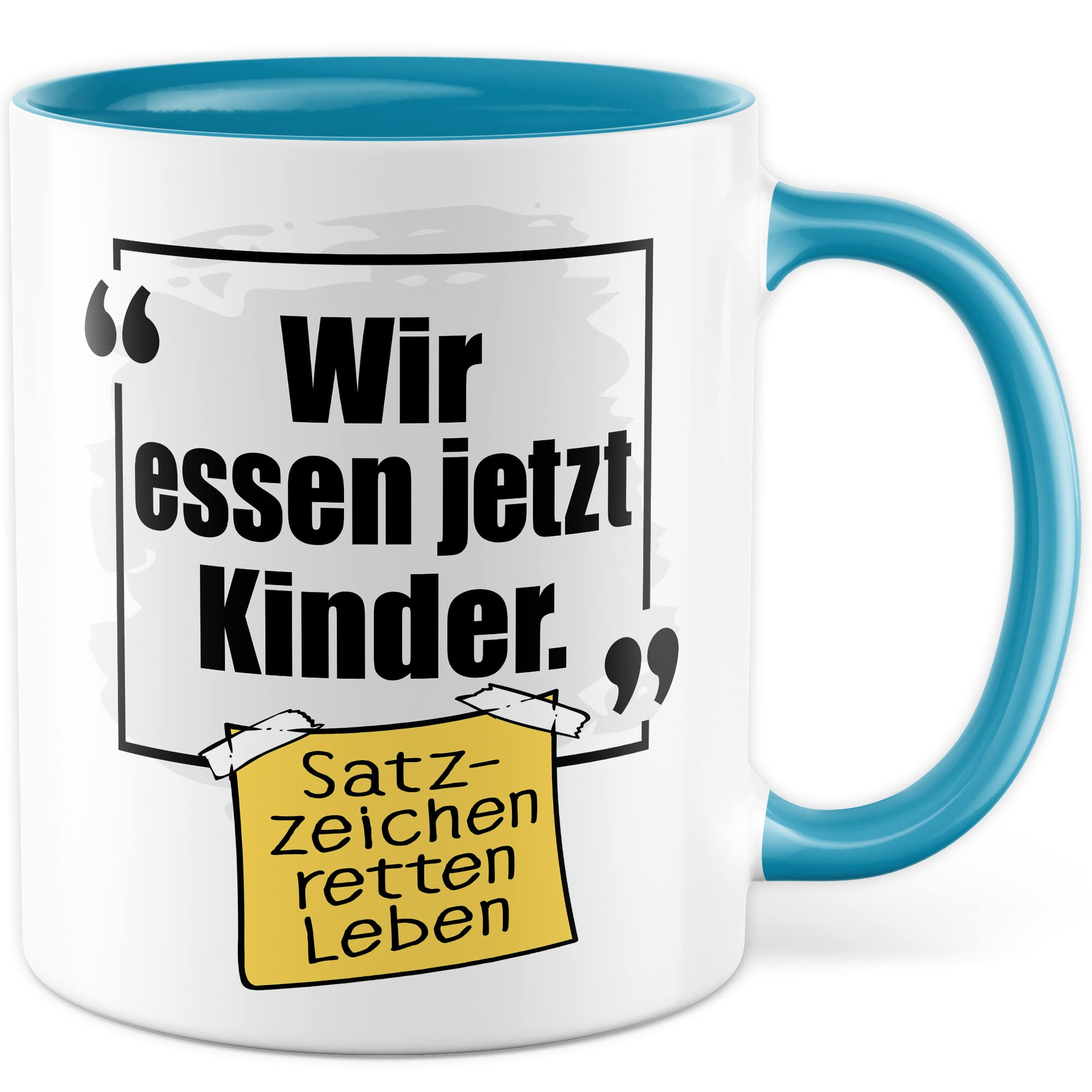 Lustige Tasse mit Spruch Kaffeetasse Grammatik Witz lustig Kaffee-Becher Zeichensetzung rettet Leben wir essen jetzt Kinder Interpunktion Deutsch