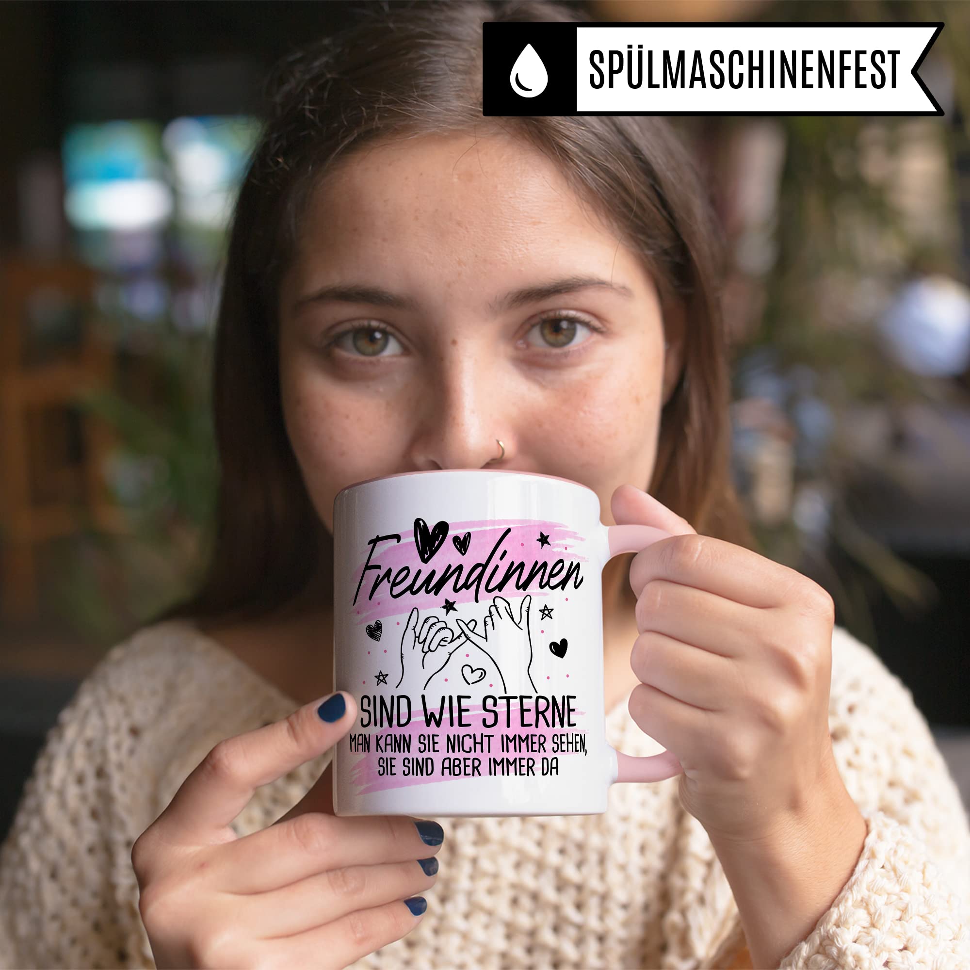 Freundin Tasse Freundinnen Kaffeetasse Freundschaft Kaffee-Becher Frauen Beste Freundin Geschenk-Idee Sterne immer da