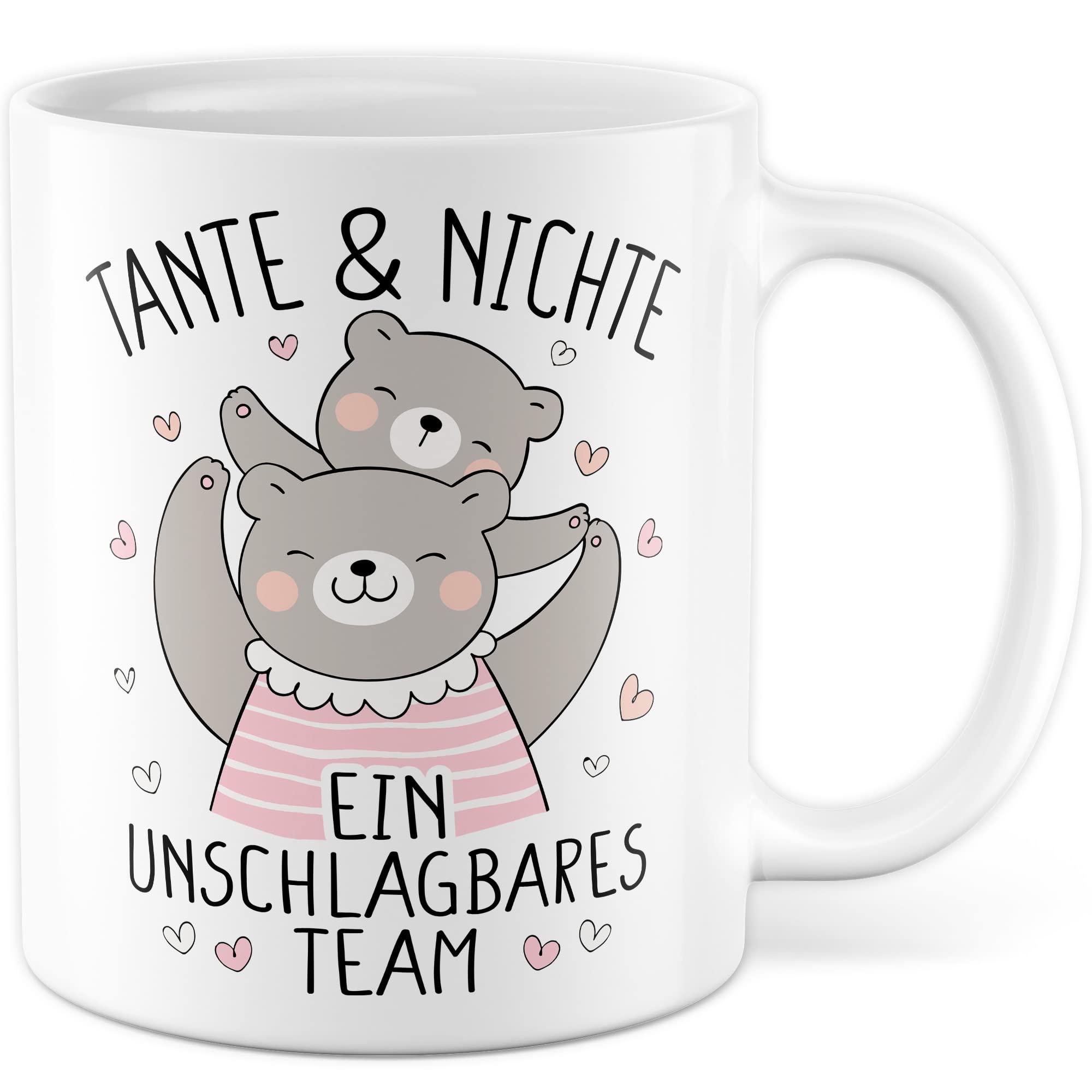 Tante Tasse Geschenk, Tante & Nichte ein unschlagbares Team Geschenkidee Kaffee-Becher Kaffeetasse Tasse mit Spruch lustig Tante Nichte Familie Patentante