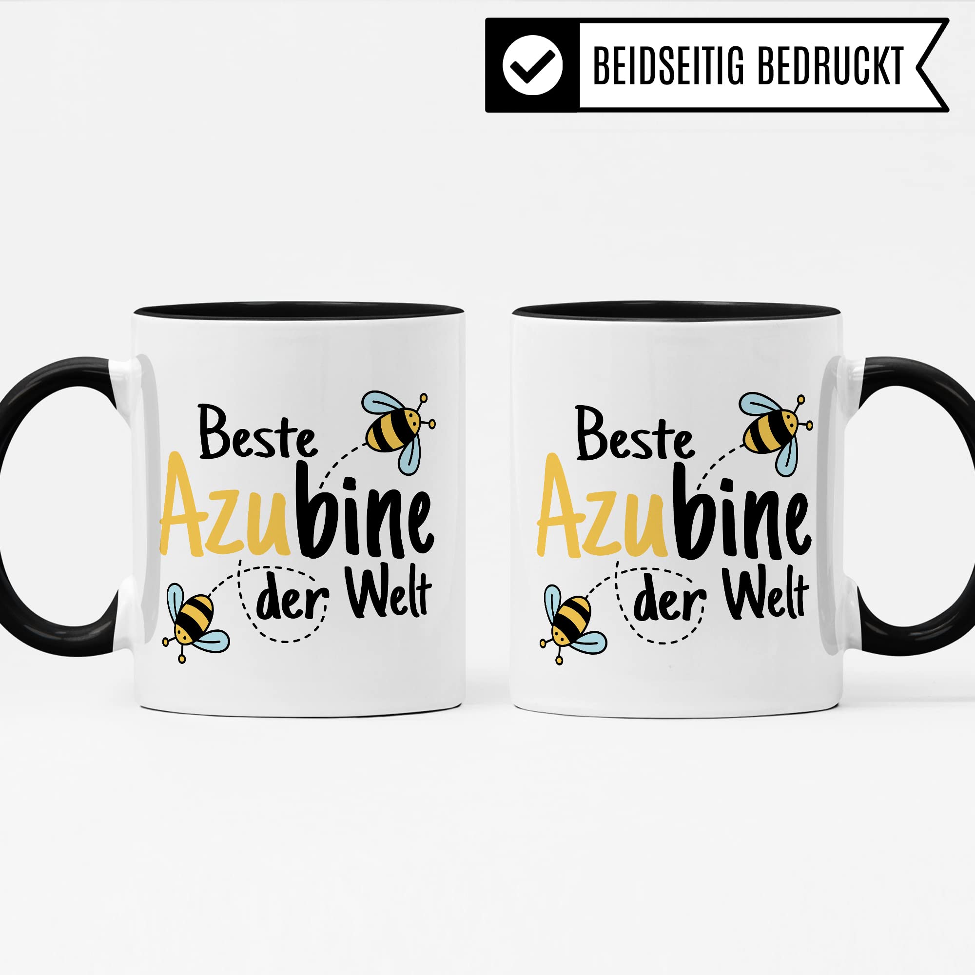 Tasse Azubine Kaffeetassen Azubi Ausbildung Kaffee-Becher Lehrling Ausbildung Beste Azubine der Welt Spruch Becher Geschenkidee Azubine-Geschenk Auszubildende Auszubildender Biene