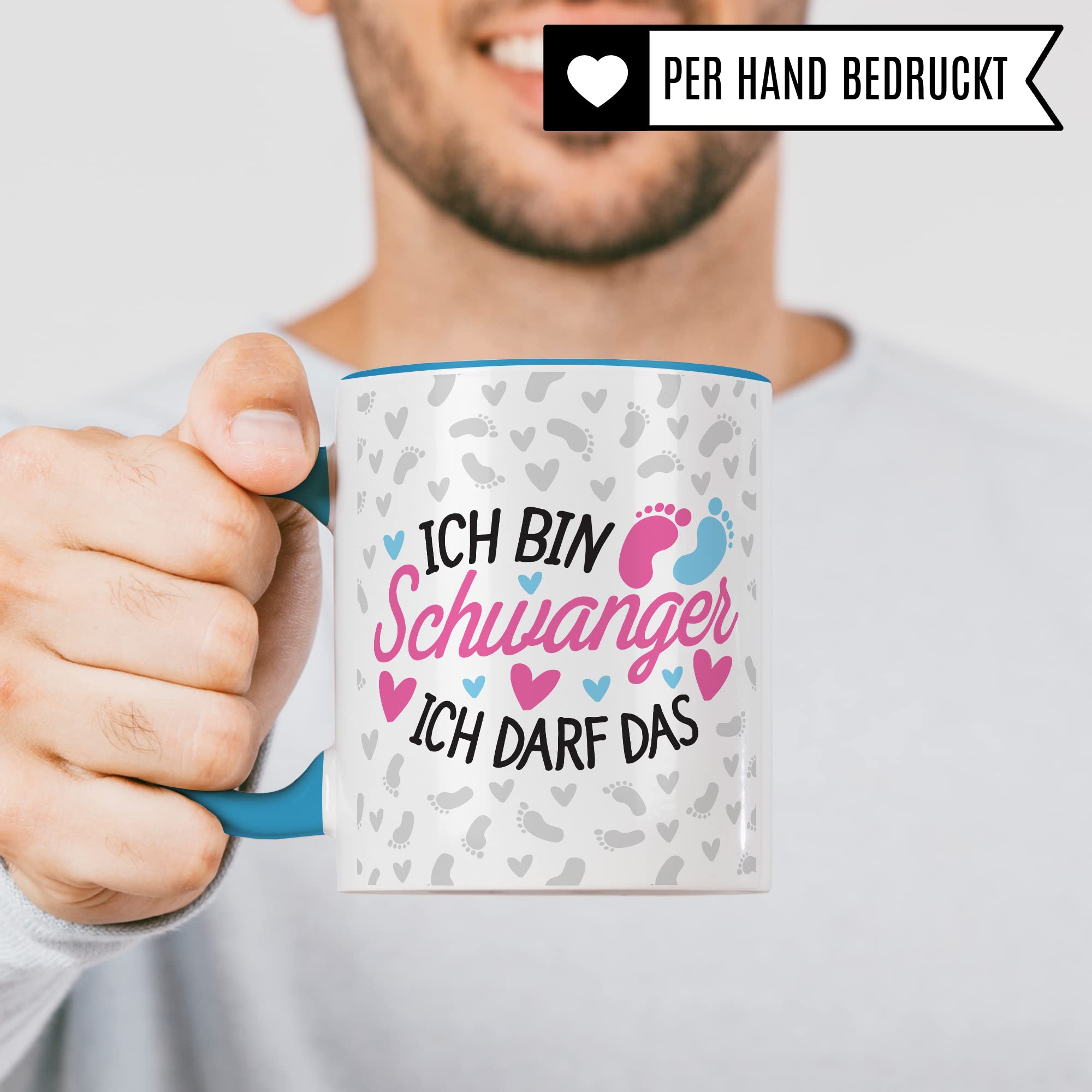 Schwangerschaft Tasse - Ich bin Schwanger Ich darf das - Geschenk für Schwangere schöner Spruch Geschenkidee werdende Mutter Kaffee-Becher