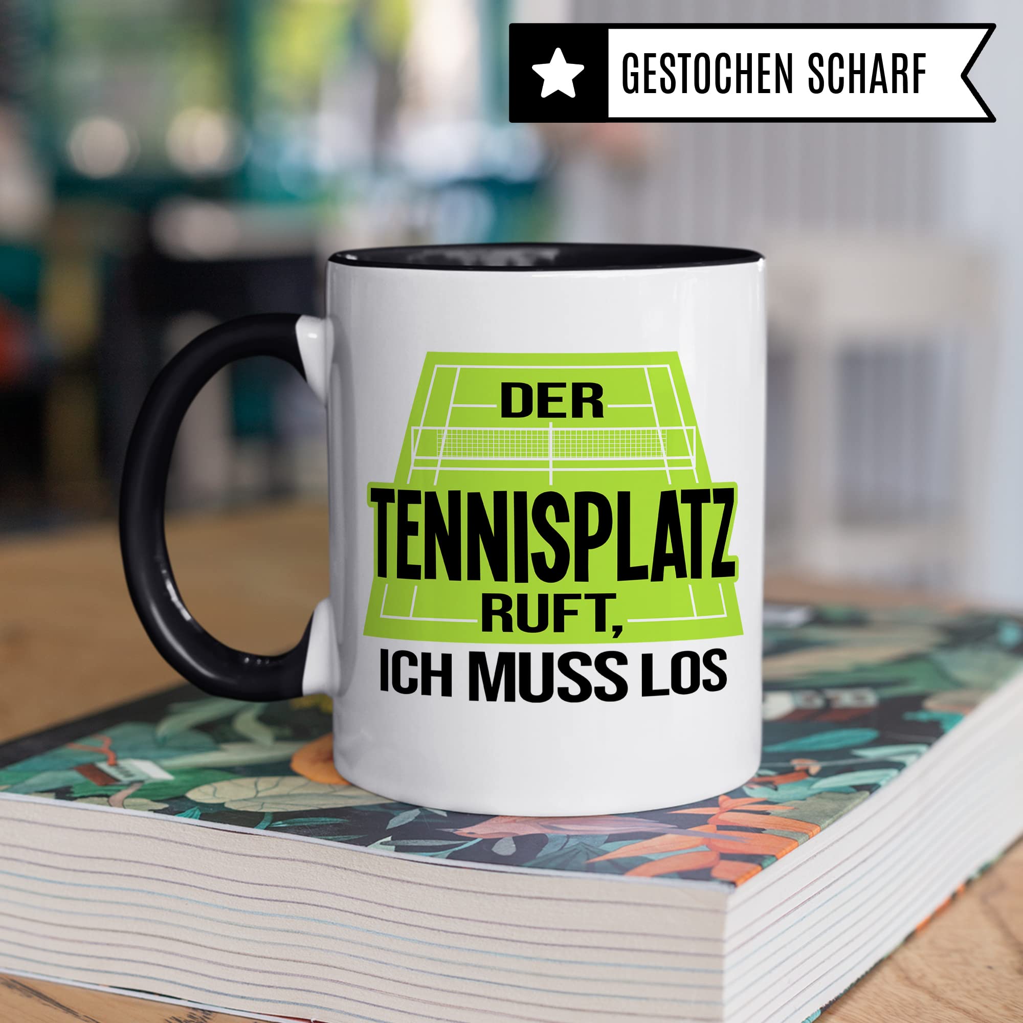 Tasse Tennis, Der Tennisplatz ruft Ich muss los, Tennis-Spruch Geschenk Tennisspieler Tennis-Spielerin Tennisprofi Tennisliebhaber, Geschenkidee Kaffeetasse Spielpartner
