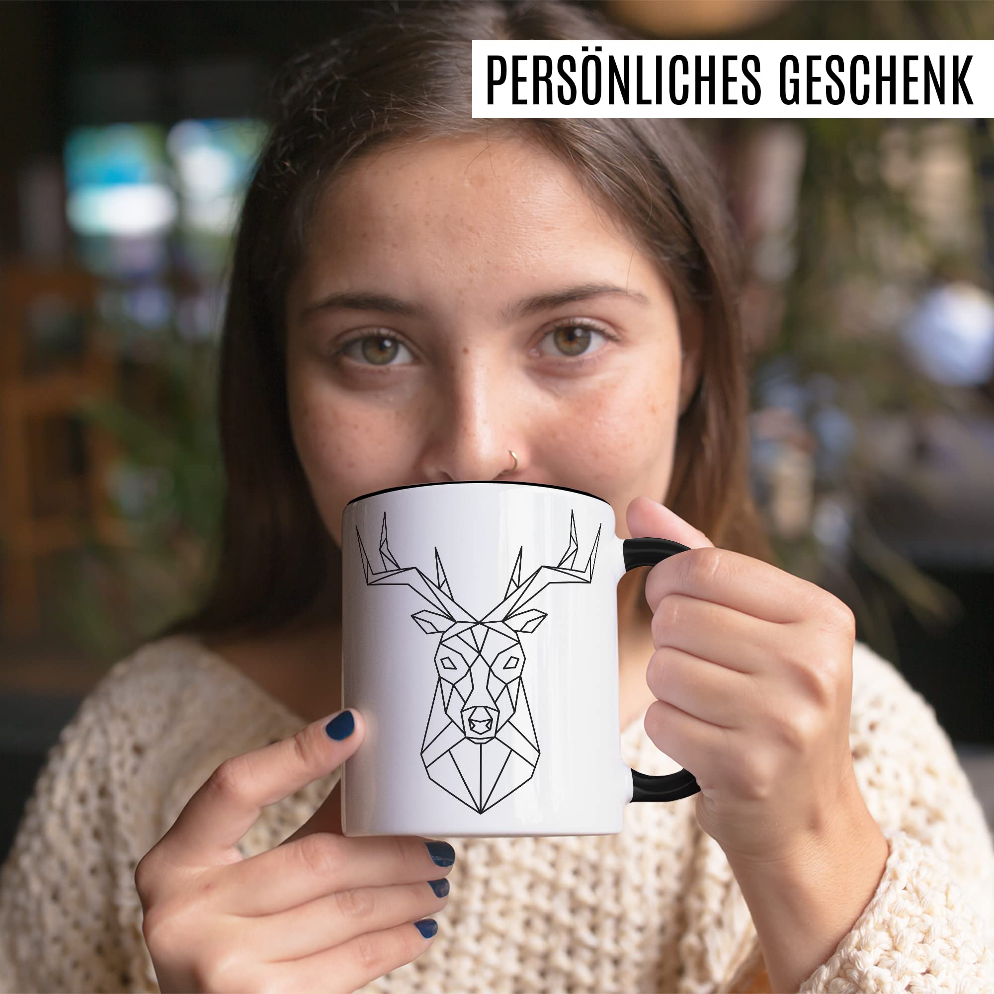 Hirsch-Motiv, hochwertiges Design Tasse Geschenk Hirsch-fans, Fuchs-Tasse Motiv, Geschenk Kollegen, Fuchs Büro-Tasse Wald-Motiv Jäger Jagd Hisrchliebhaber Naturliebhaber