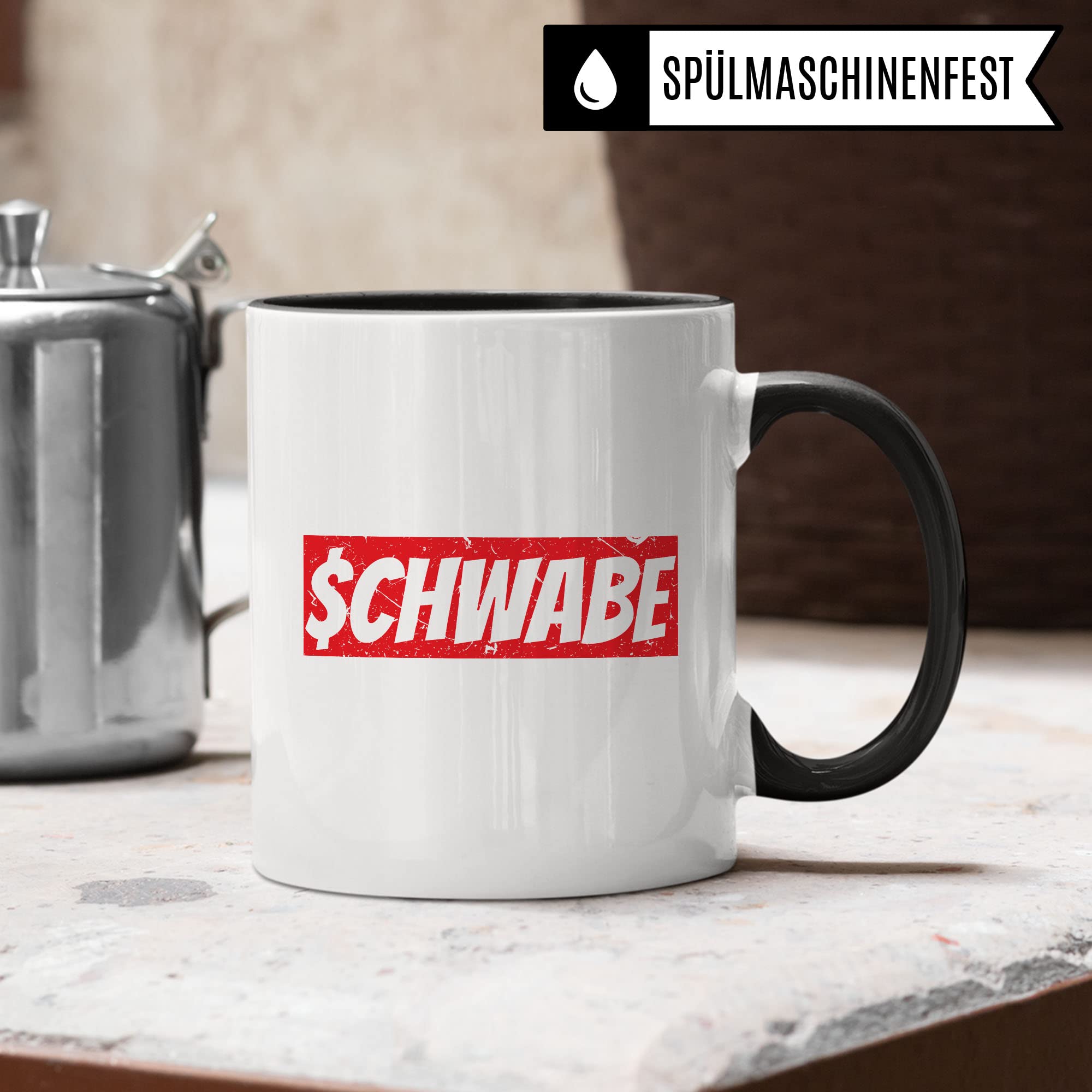 Schwabe Tasse Geschenkidee Humor Witz Kaffeetasse Geschenk für Schwaben Schwabin Kaffeebecher Bayern Becher