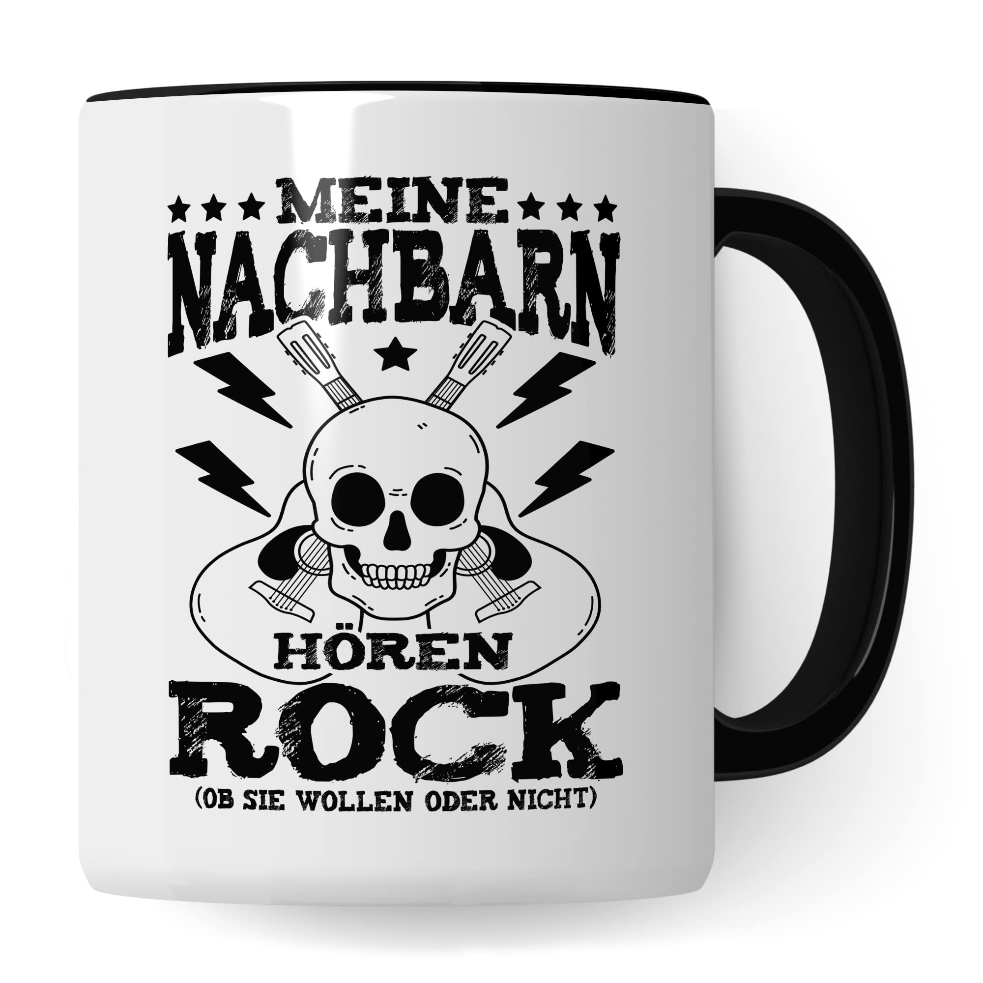 Rock Tasse Rocker Kaffeetasse Metal Fan Geschenkidee Kaffee-Becher Geschenk Spruch lustig Humor Teetasse Witz Meine Nachbarn hören Rock