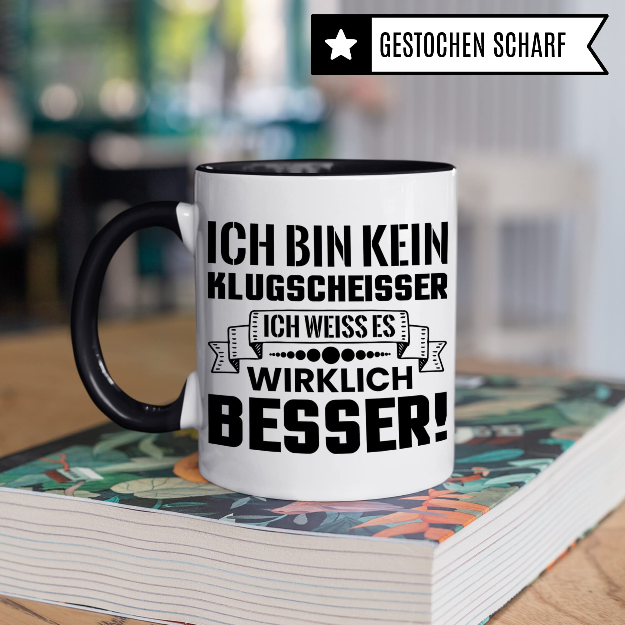 Klugscheisser Tasse, Kaffeetasse Geschenk für Besserwisser, Kaffeebecher mit Spruch lustig, Arbeit Büro Geschenk Kaffeetasse Humor Witz Geschenk für Kollege, Kollegin Teetasse