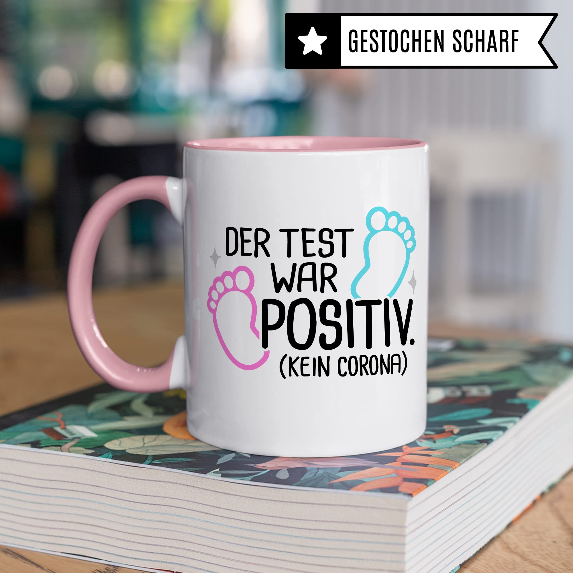 Schwangerschaft Tasse, Der Test war positiv, werdende Mama Geschenk Schwanger Freundin Papa Vater Geschenke für Opa Opa Schwester Bruder schöner Spruch Kaffee-Becher