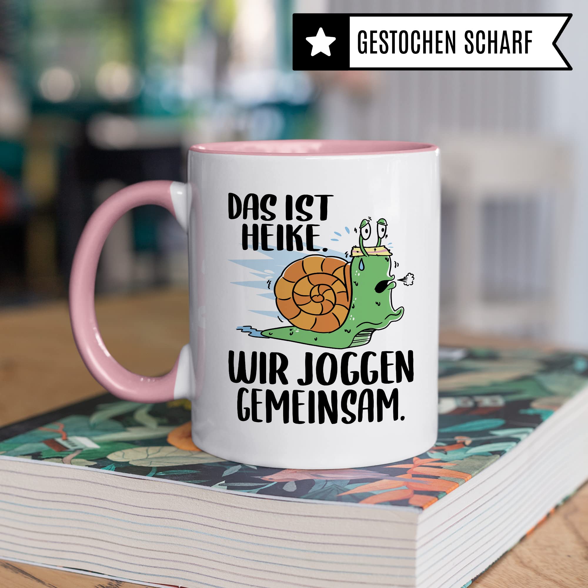 lustige Tasse Humorvolle Kaffeetasse mit Spruch Kaffee-Becher Witz Schnecke Joggen Spruch Geschenk-Idee Das ist Heike