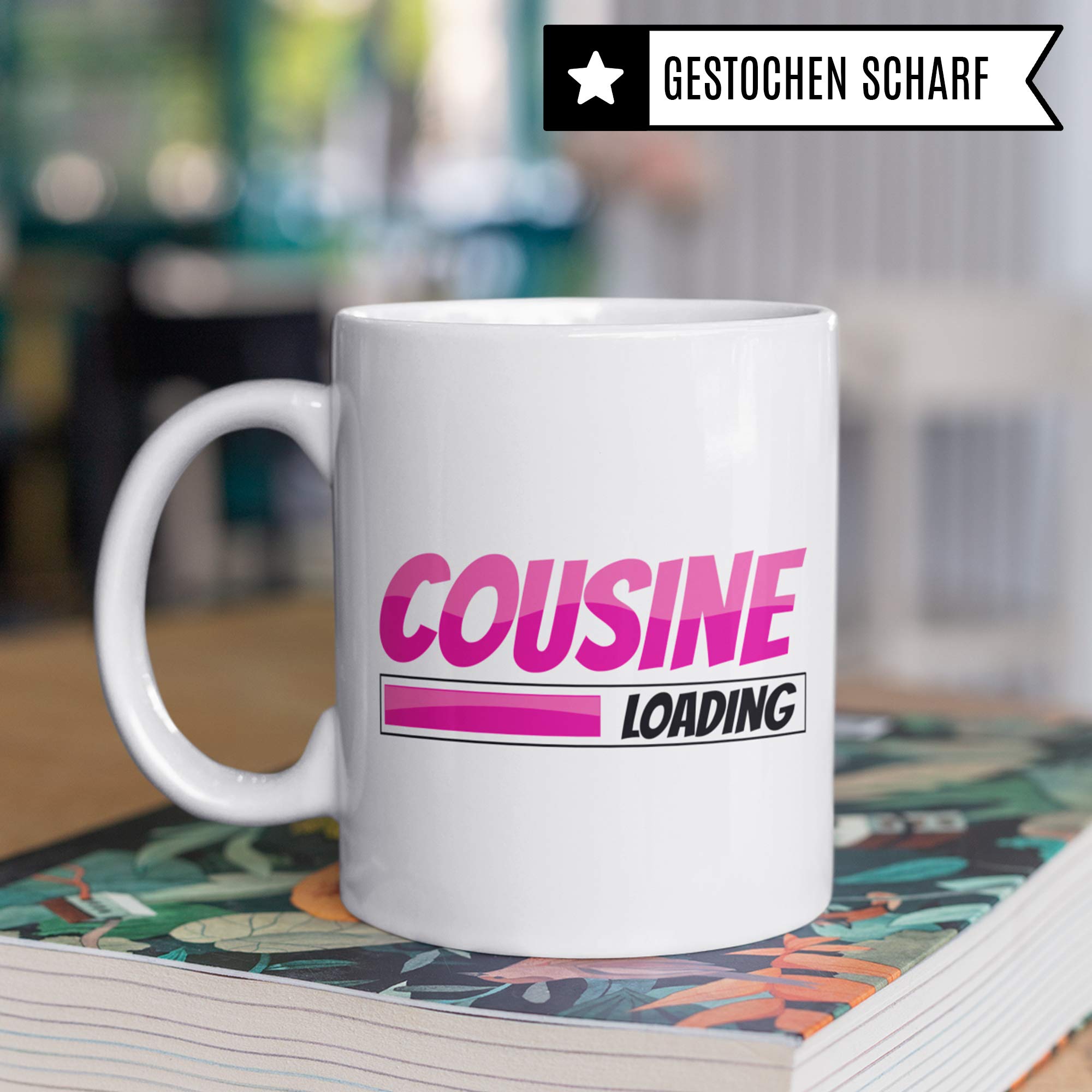 Pagma Druck Cousine Geschenk Becher, Tasse Cousine, Kaffeetasse Beste Cousine der Welt Geschenkideen, Familie Witz Kusine Kaffeebecher lustig