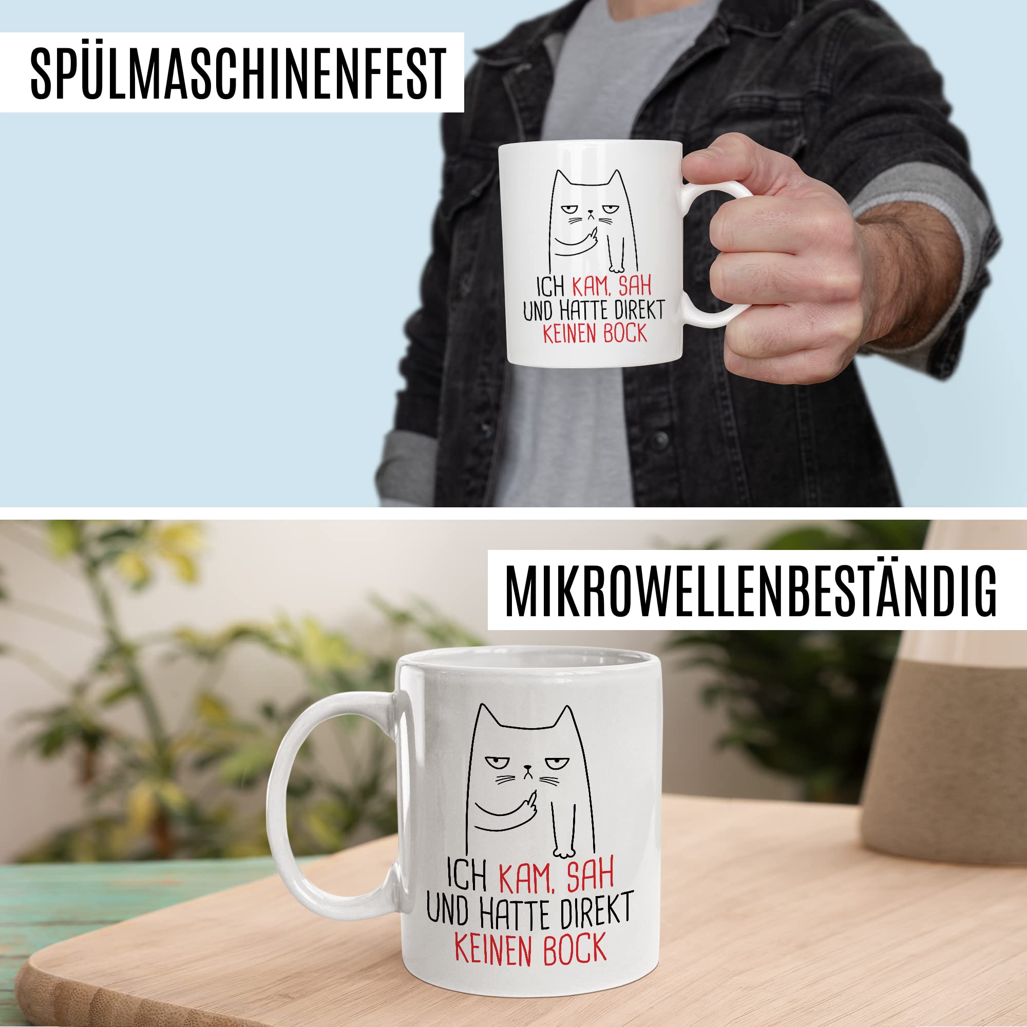 Tasse Humor Geschenk, Ich kam sah und hatte direkt kein Bock Geschenkidee Kaffee-Becher Kaffeetasse Tasse mit Spruch lustig Witztasse Teetasse Humorvoll