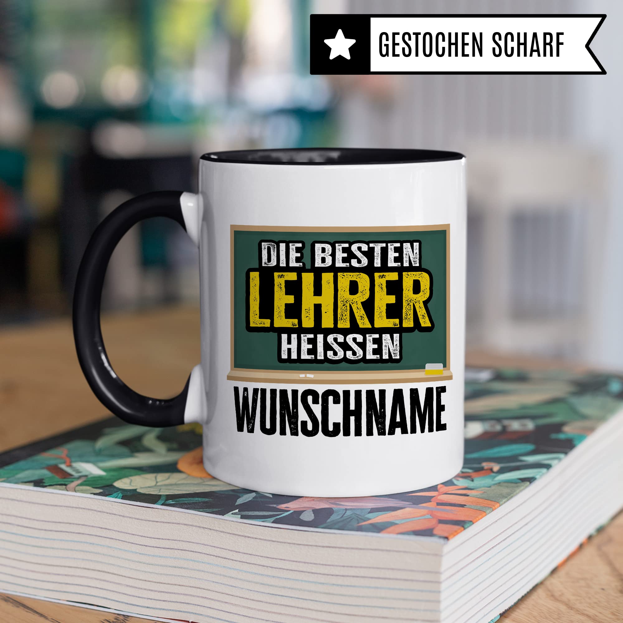 Bester Lehrer Tasse mit Spruch Geschenk Kaffee-Tasse personalisiert mit Namen Kaffee-Becher Lehrer lustig Geschenkidee Lehrerin personalisierbar Abschied Abschiedsgeschenk