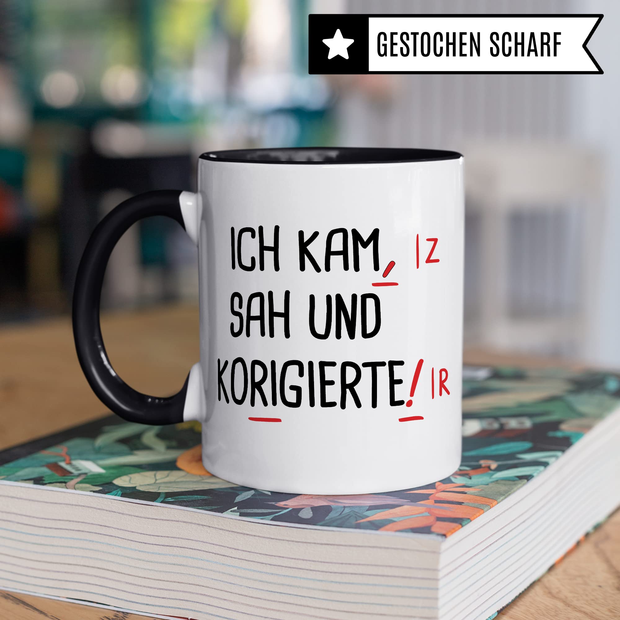 Pagma Druck Lehrer Tasse lustig: Ich kam, SAH und korrigierte | Tasse für Lehrerin & Lehrer Geschenk | Geschenkidee Schule Deutschlehrer Deutschlehrerin Lehramt Kaffeetasse