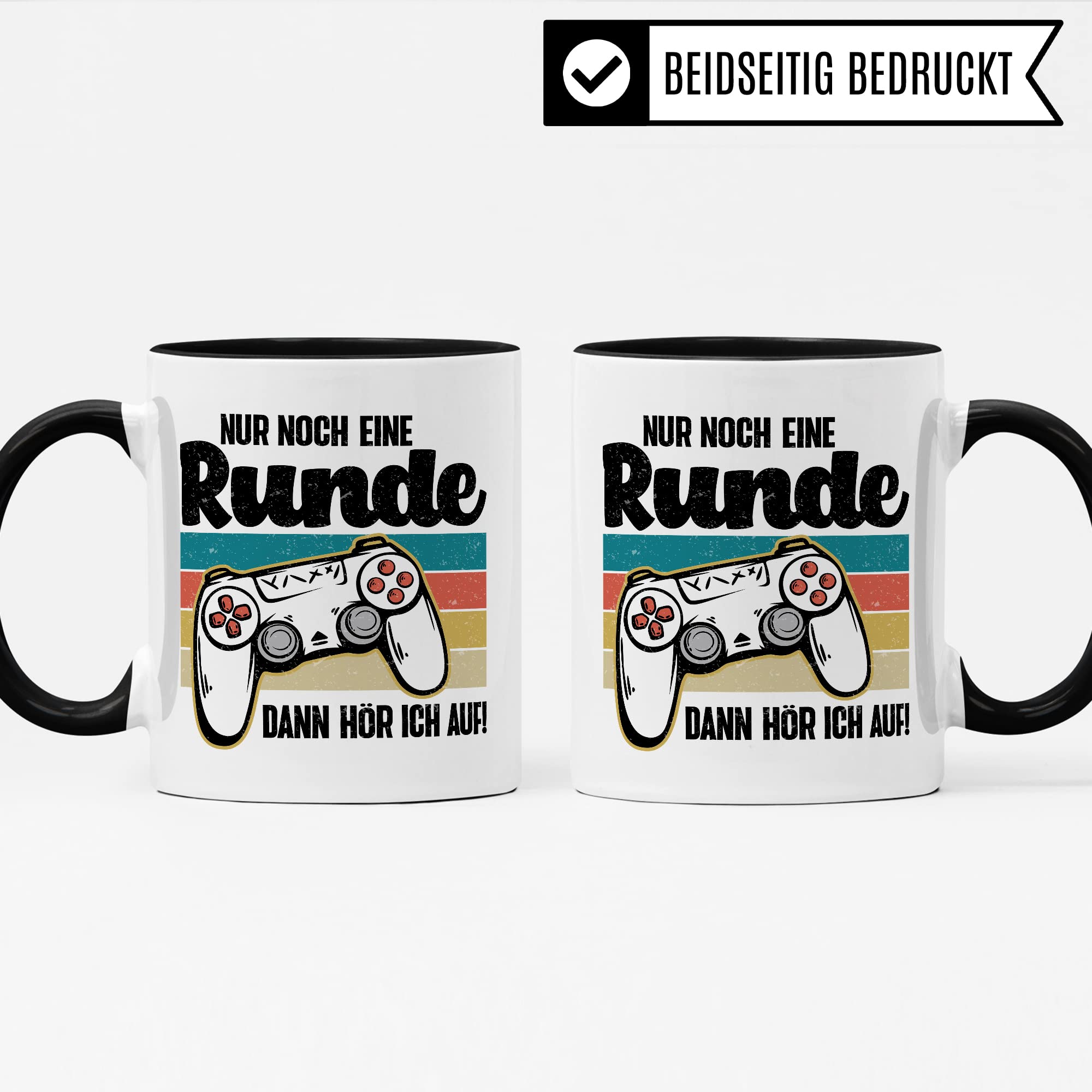 Tasse Gamer, Nur noch eine Runde - dann hör ich auf! Geschenkidee für Computerspieler, Gaming-Fans und Zocker Kaffee-Becher Nerd Gaming Kaffeetasse mit Spruch lustig Geschenk