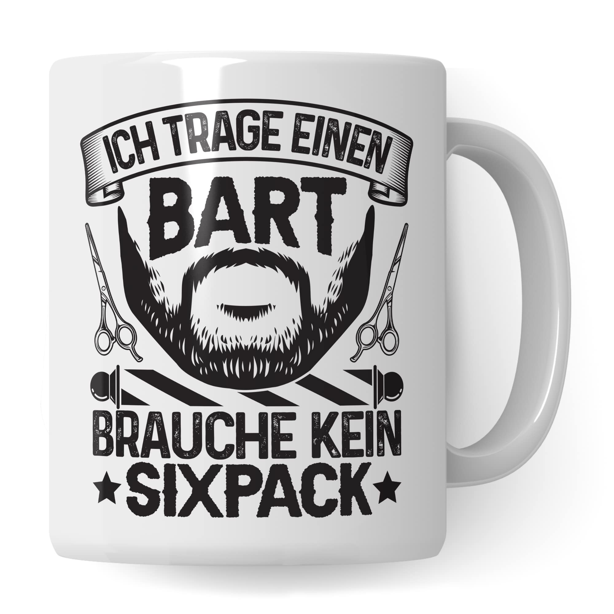 Bartträger Tasse, Ich trage einen Bart - brauche kein Sixpack, Bart Geschenkidee, lustiger Spruch Mann mit Bart, Geschenk Kollegen Freund Kumpel Kaffee-Becher