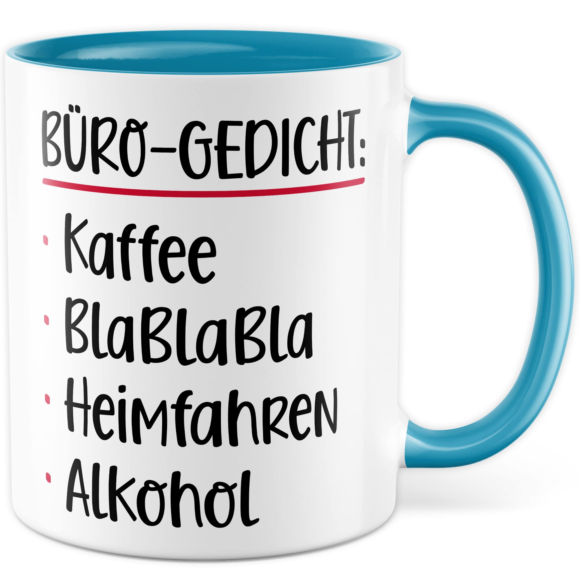 Büro Gedicht Tasse lustig Kaffee Alkohol Spruch Kaffeetasse Kollege Geschenk Kaffee-Becher Kollegin Geschenkidee Humor