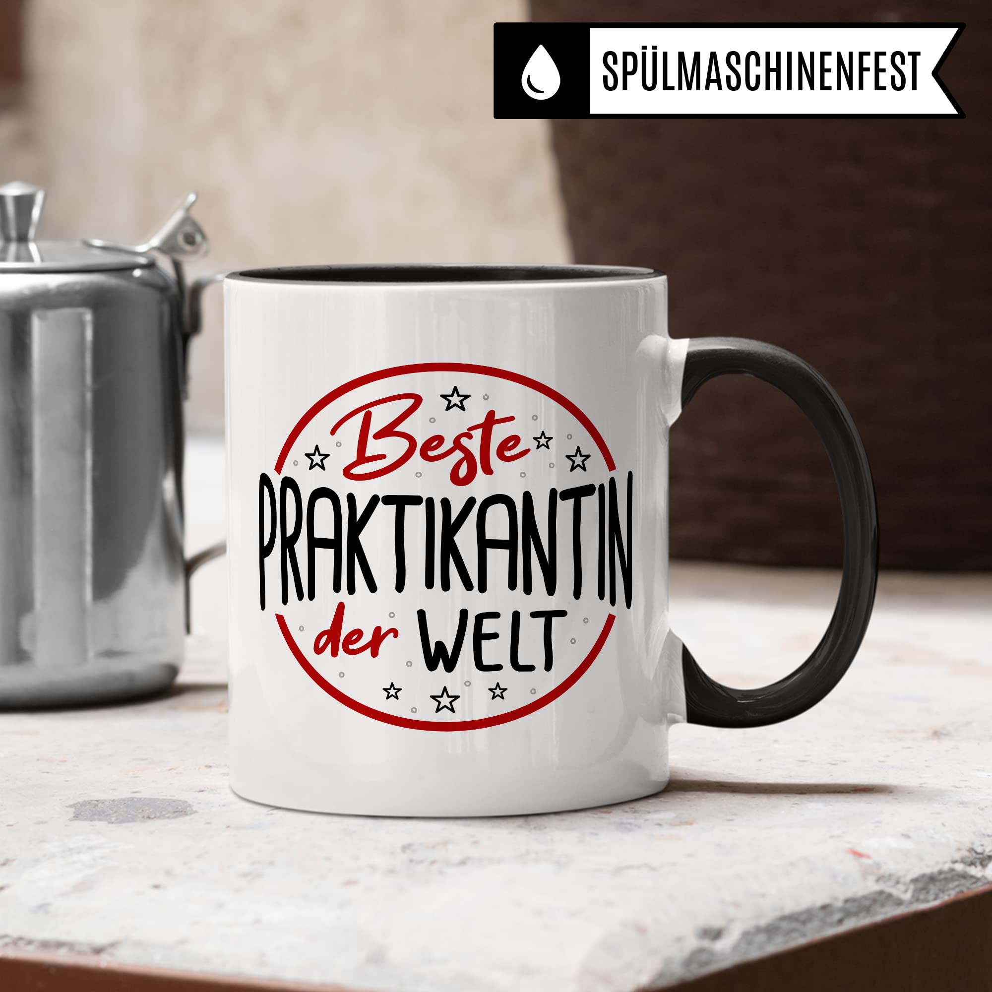 Tasse Praktikant, Bester Praktikant Geschenkidee vollendetes/begonnenes Praktikum Kaffee-Becher mit Spruch lustig Kaffeetasse Teetasse Lehrling Azubi Geschenk