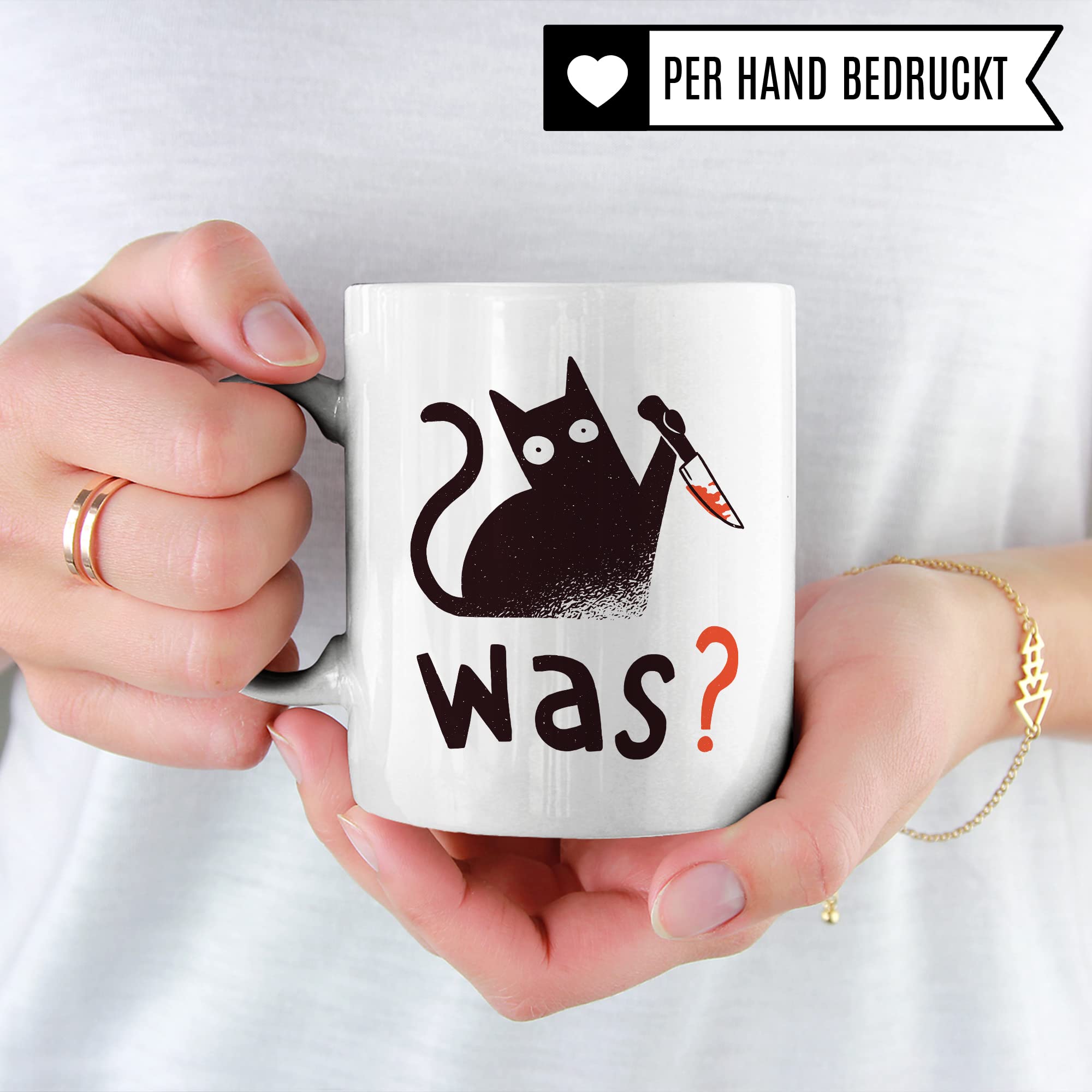 Tasse Katzen-Motiv, schwarzer Humor Geschenk Katzenliebhaber, sarkastisches Katzen-Tasse Motiv, Geschenk Kollegen, lustige Katze Kater Katzenfreund Büro-Tasse Sarkasmus