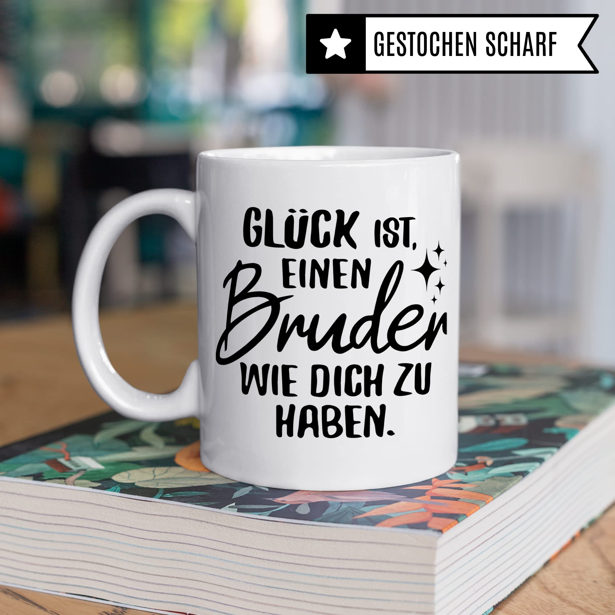 Bruder Tasse Geschwister Kaffeetasse Brüder Geschenk Bruderherz Kaffee-Becher Schwester Geschenkidee Glück ist einen Bruder wie dich zu haben Motiv Geschwisterliebe