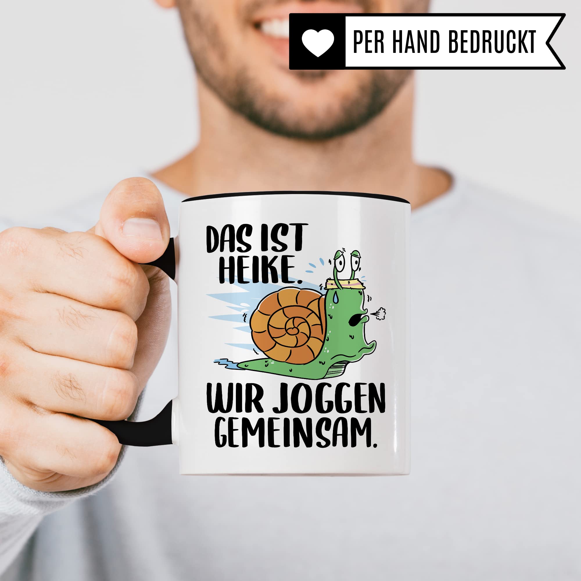 lustige Tasse Humorvolle Kaffeetasse mit Spruch Kaffee-Becher Witz Schnecke Joggen Spruch Geschenk-Idee Das ist Heike