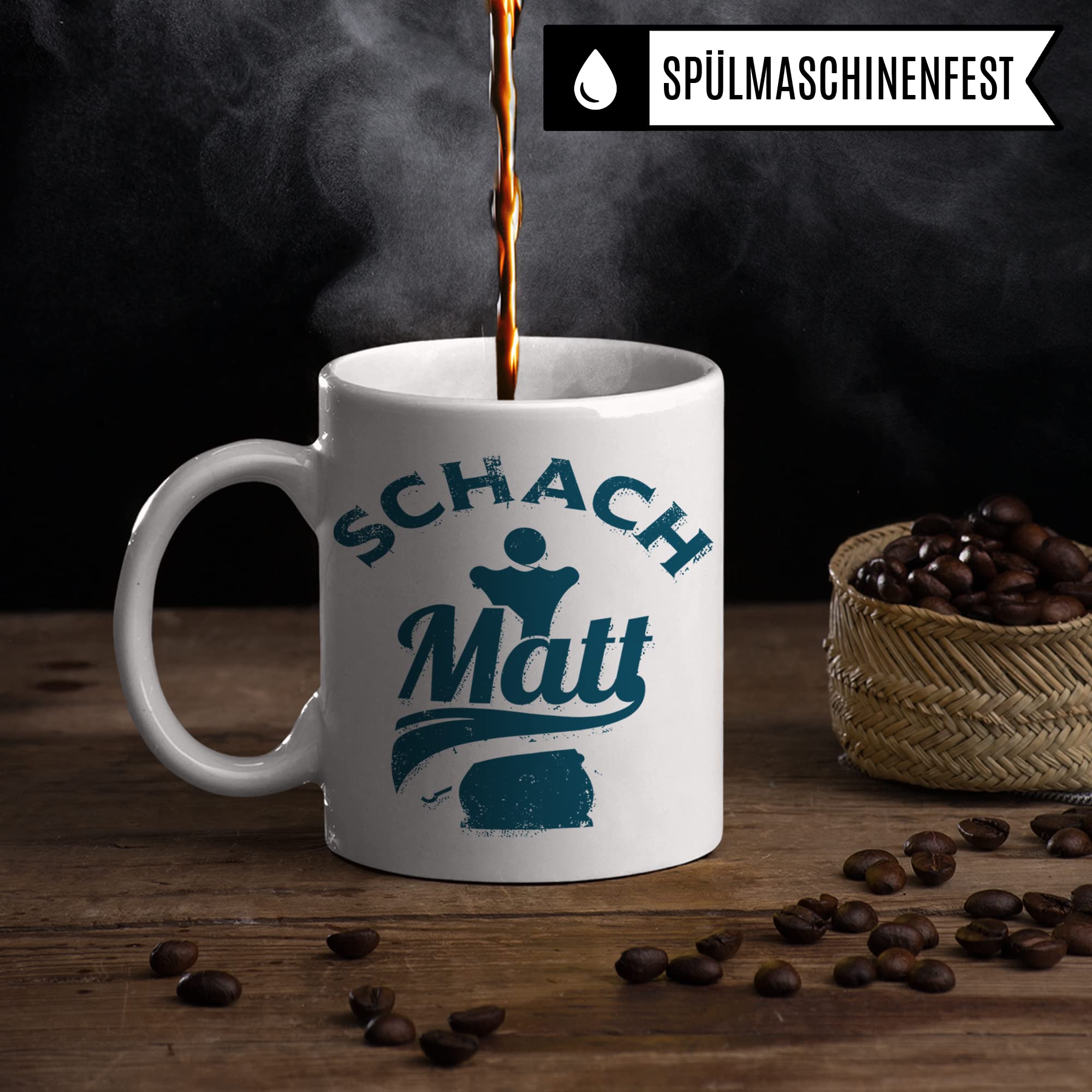 Schachmatt Tasse Geschenkidee, Schachspieler Kaffeetasse Schachspiel Kaffeebecher Humor Witz Geschenk für Schachspieler, Schachfigur Teetasse