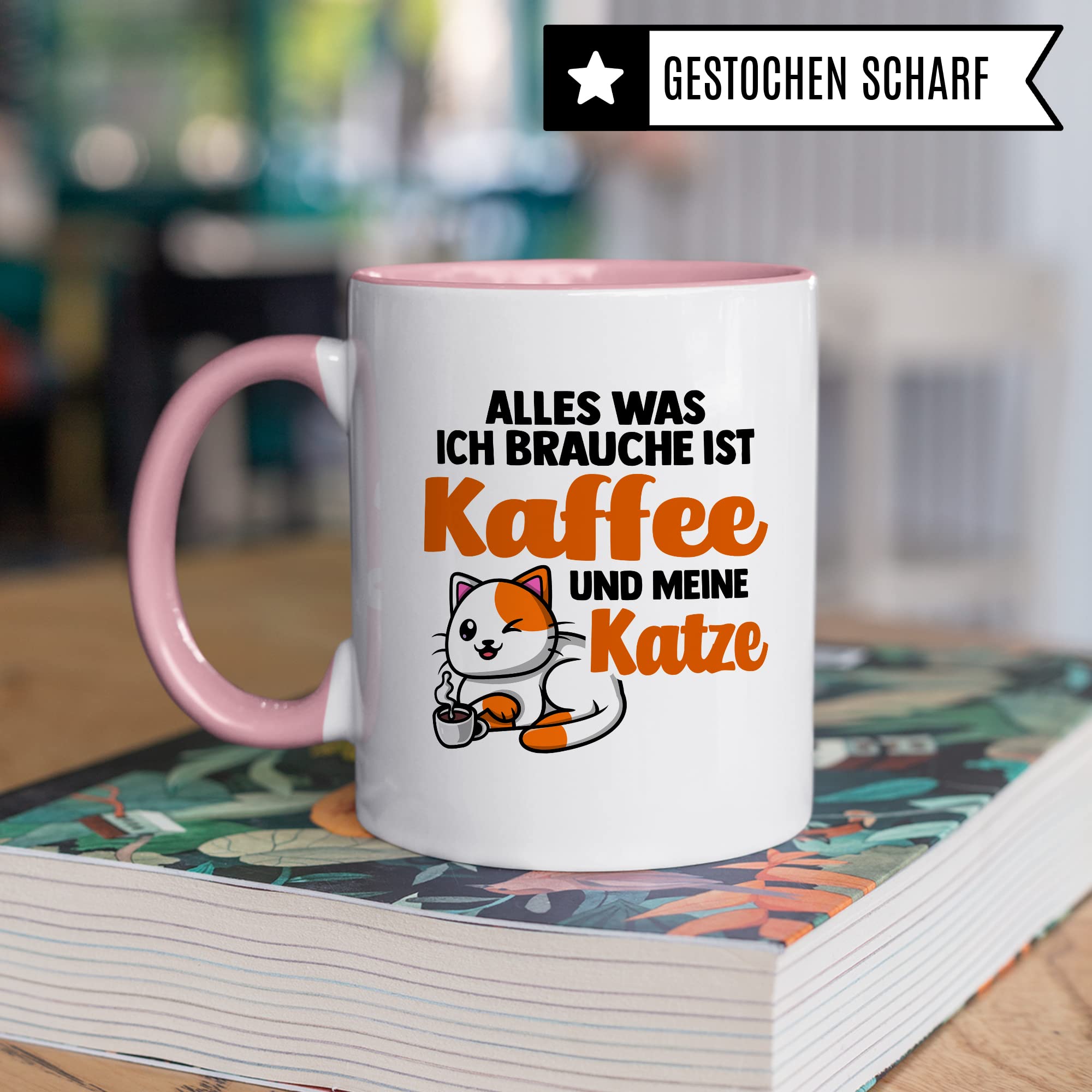 Lustige Tasse Katzen Kaffeetasse Humor Kaffee-Becher mit Spruch Katze Witz Katzenmama Geschenk Geschenkidee für Katzenliebhaber Kaffee und Katzen Kaffeeliebhaber Tasse fürs Büro