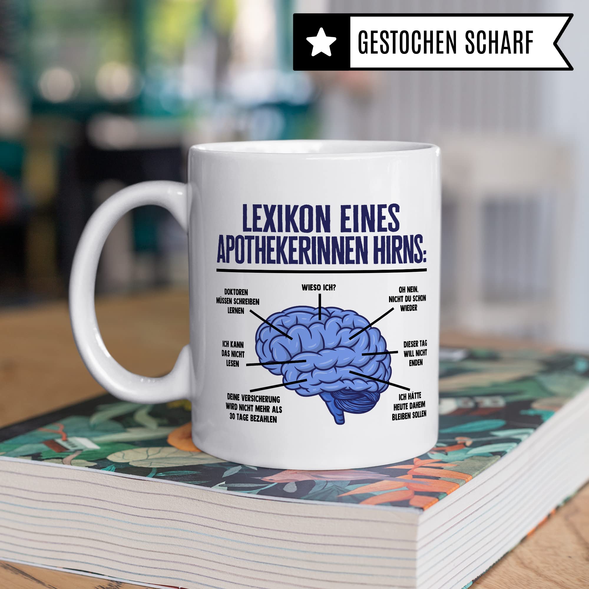 Apotheker Tasse Hirn Kaffeetasse lustig Apotheke Kaffee-Becher Humor Pharmazie Pharmazeut Geschenk Geschenkidee Kollege Witz Meme Lexikon