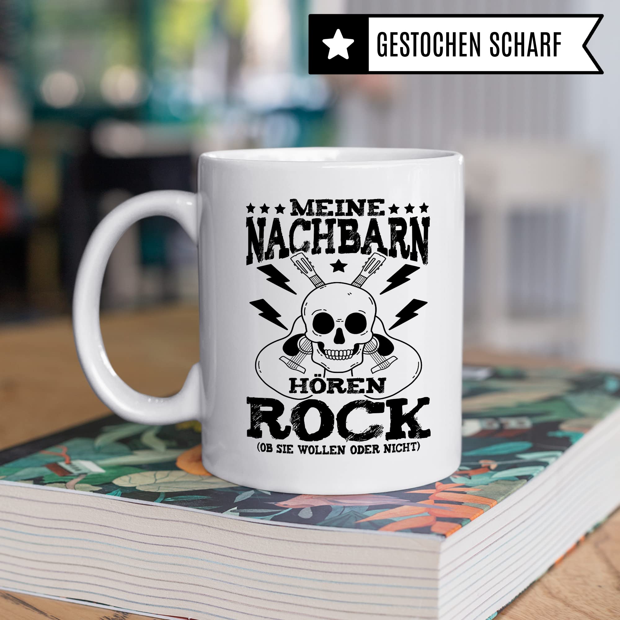 Rock Tasse Rocker Kaffeetasse Metal Fan Geschenkidee Kaffee-Becher Geschenk Spruch lustig Humor Teetasse Witz Meine Nachbarn hören Rock