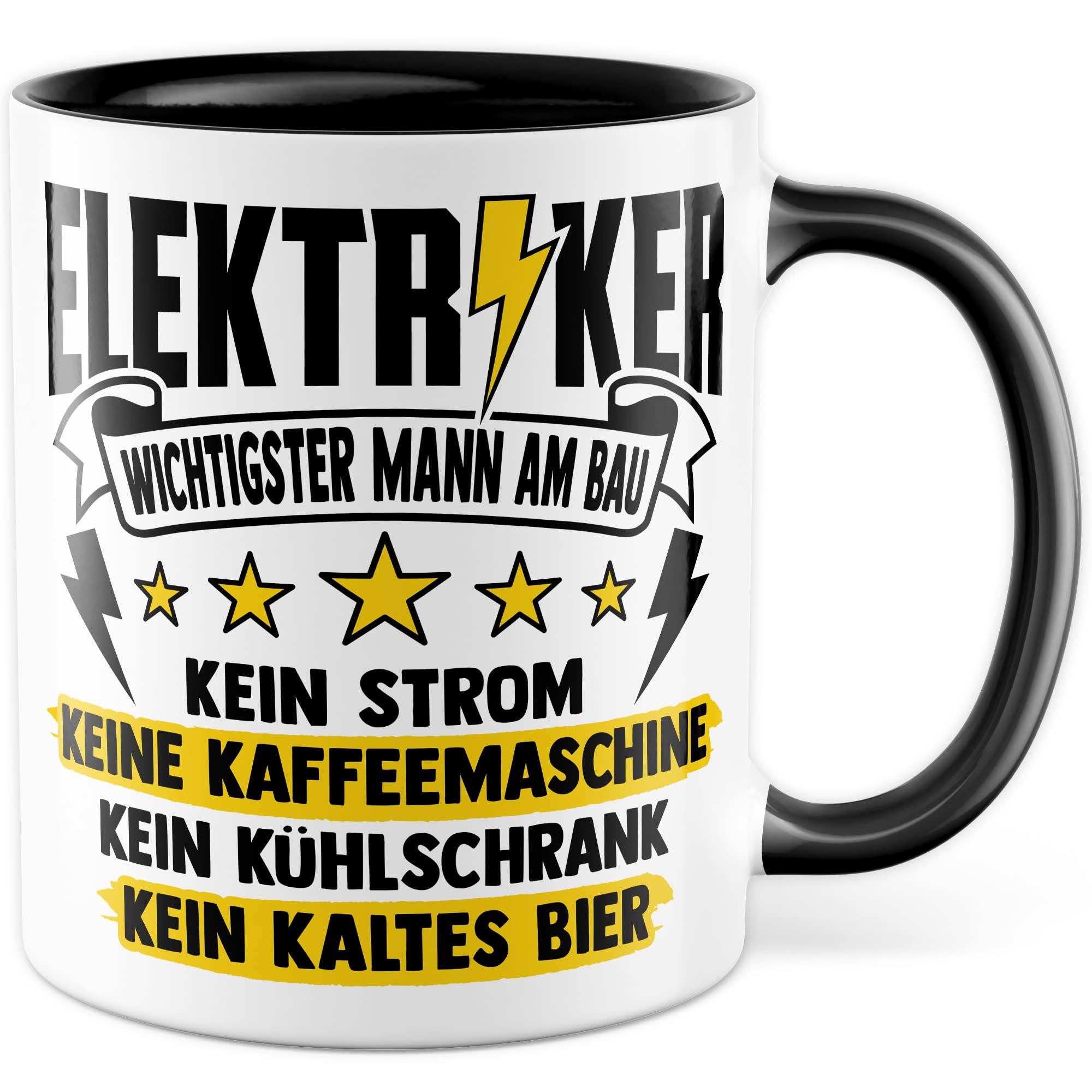 Installateur Tasse Elektriker Wichtigster Mann am Bau Witz Geschenkidee Elektronik Kaffeetasse Geschenk für Elektrotechniker Kaffeebecher Baustellen Becher