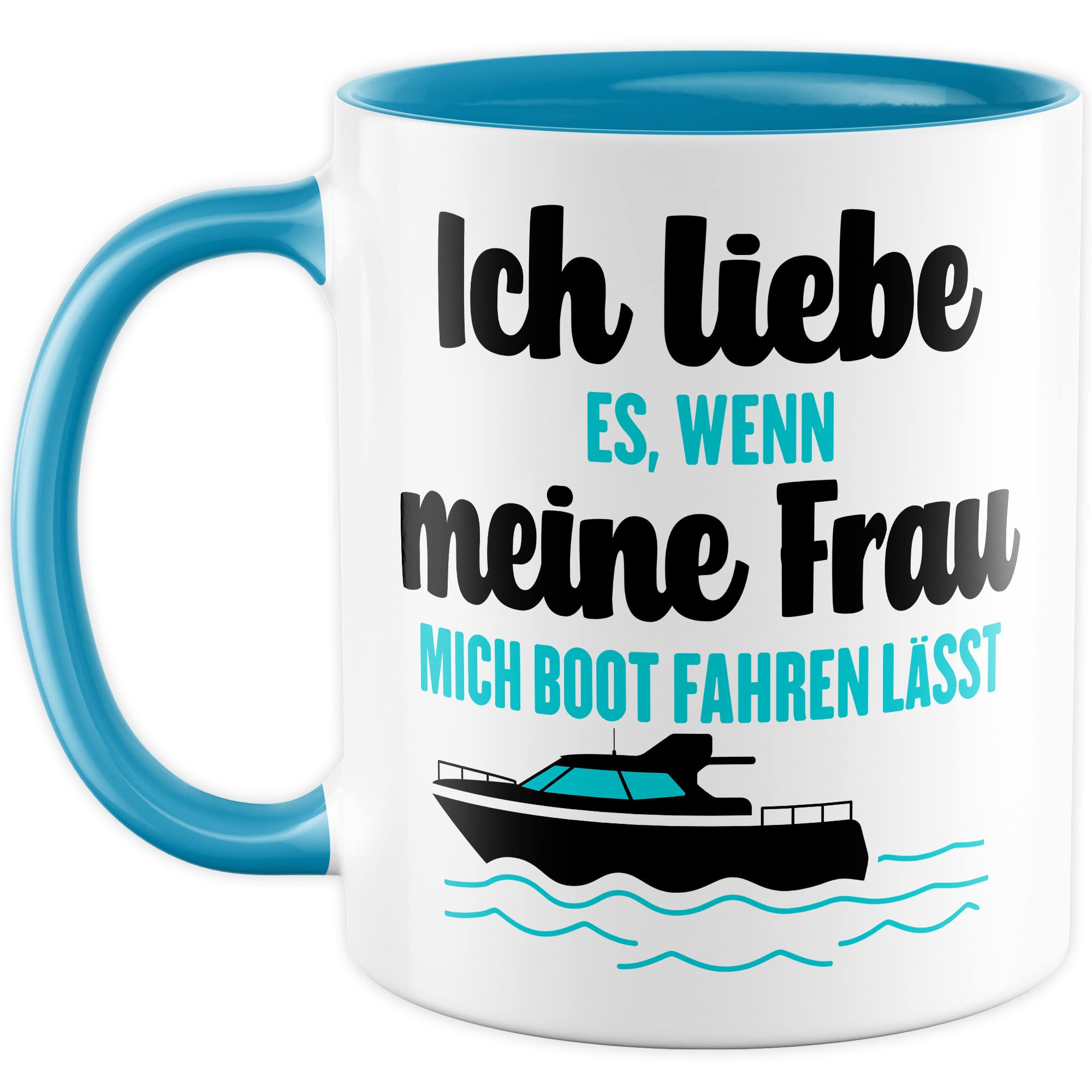 Tasse Boot Geschenk, Ich liebe es wenn meine Frau mich Boot fahren lässt Geschenkidee Kapitän Kaffeetasse Bootbesitzer Kaffee-Becher Teetasse mit Spruch lustig