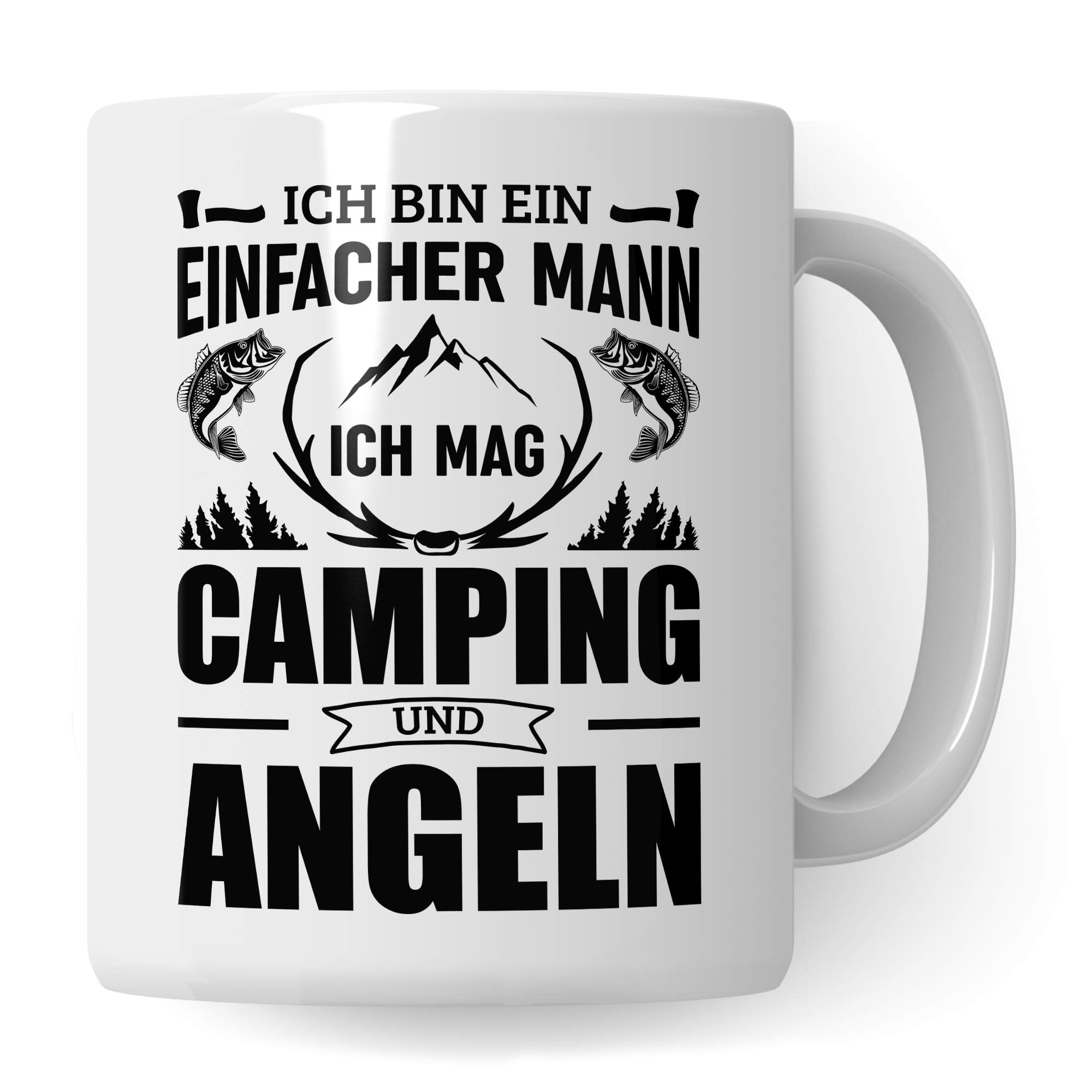 Pagma Druck Camping & Angel Tasse, Camper Angler Geschenke, Angeln Becher Fischen Fisch Campingurlaub Kaffeebecher, Kaffeetasse Geschenke für Fischer, Kaffeebecher Campingbus Spruch Geschenkidee