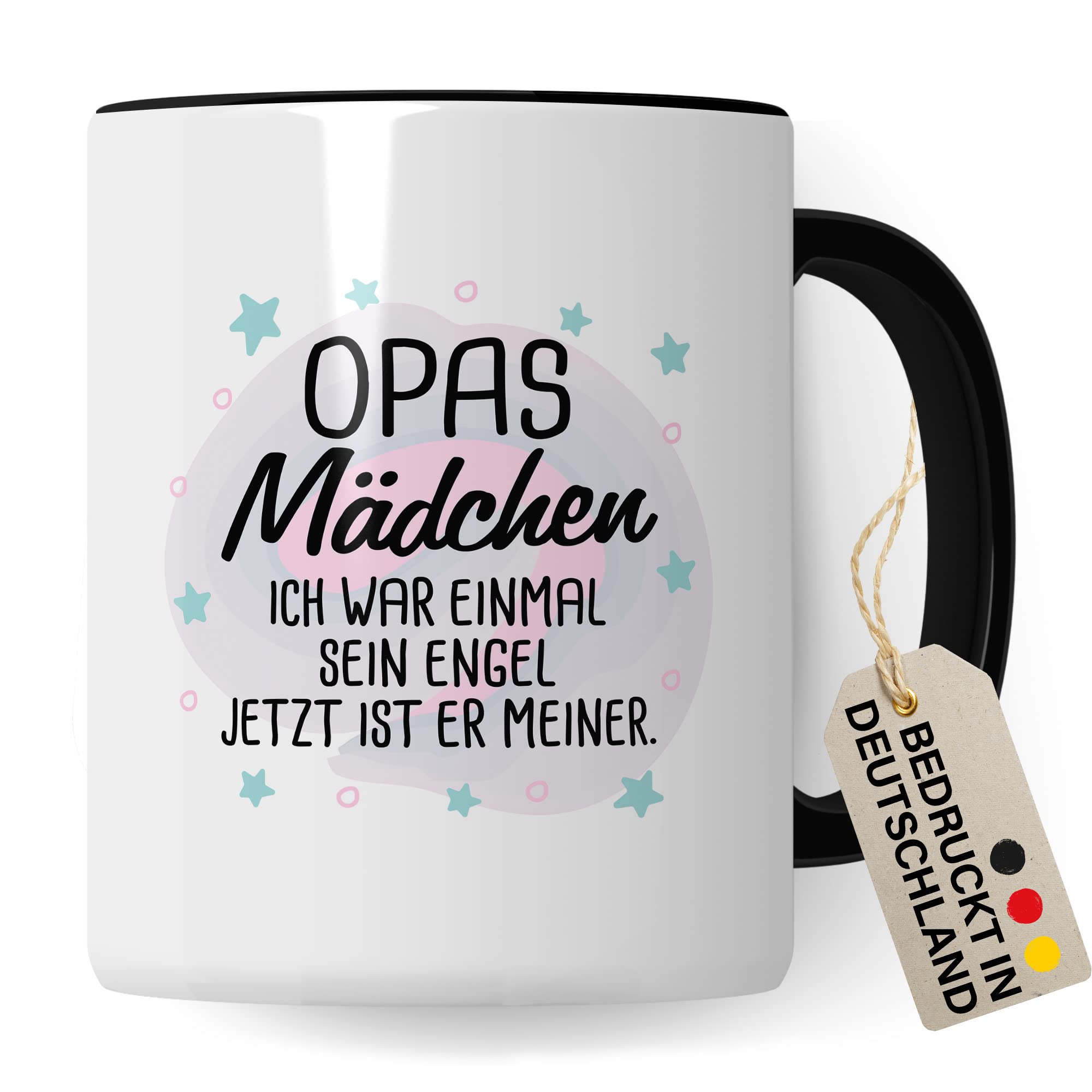 Tasse Opas Mädchen Geschenk, Opas Mädchen - Ich war einmal sein Engel - Jetzt ist er meiner Geschenkidee Enkelin Tod Großvater Trauer Kaffeetasse mit Spruch Kaffee-Becher