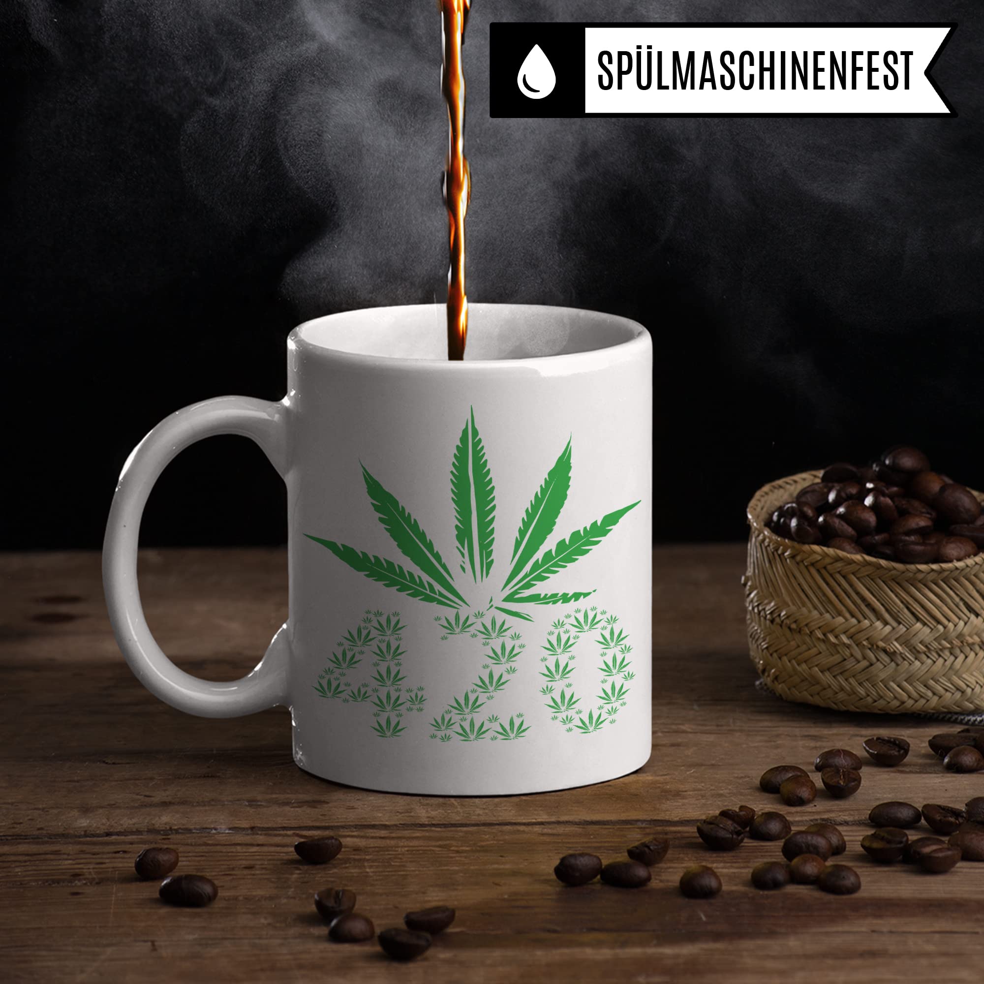 420 Tasse Weed Cannabis Tasse Kiffer Geschenk lustig Stoner Kaffeetasse mit Cannabis Motiv Kiffer Geschenkidee Marihuana Kaffeebecher Teetasse