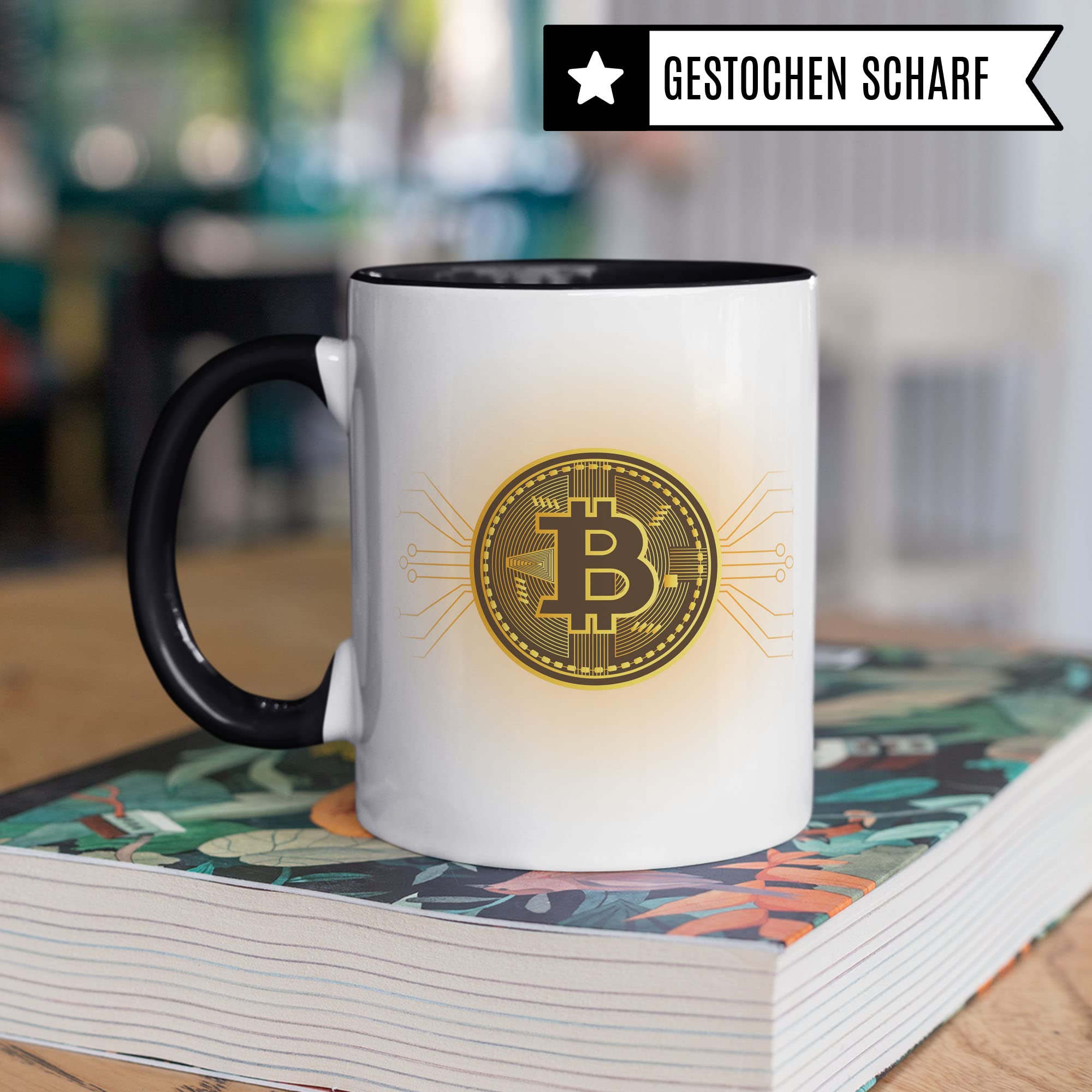 BTC Tasse Geschenk Bitcoin Kaffeetasse Geschenkidee für Investor Kaffeebecher Krypto Währung Becher