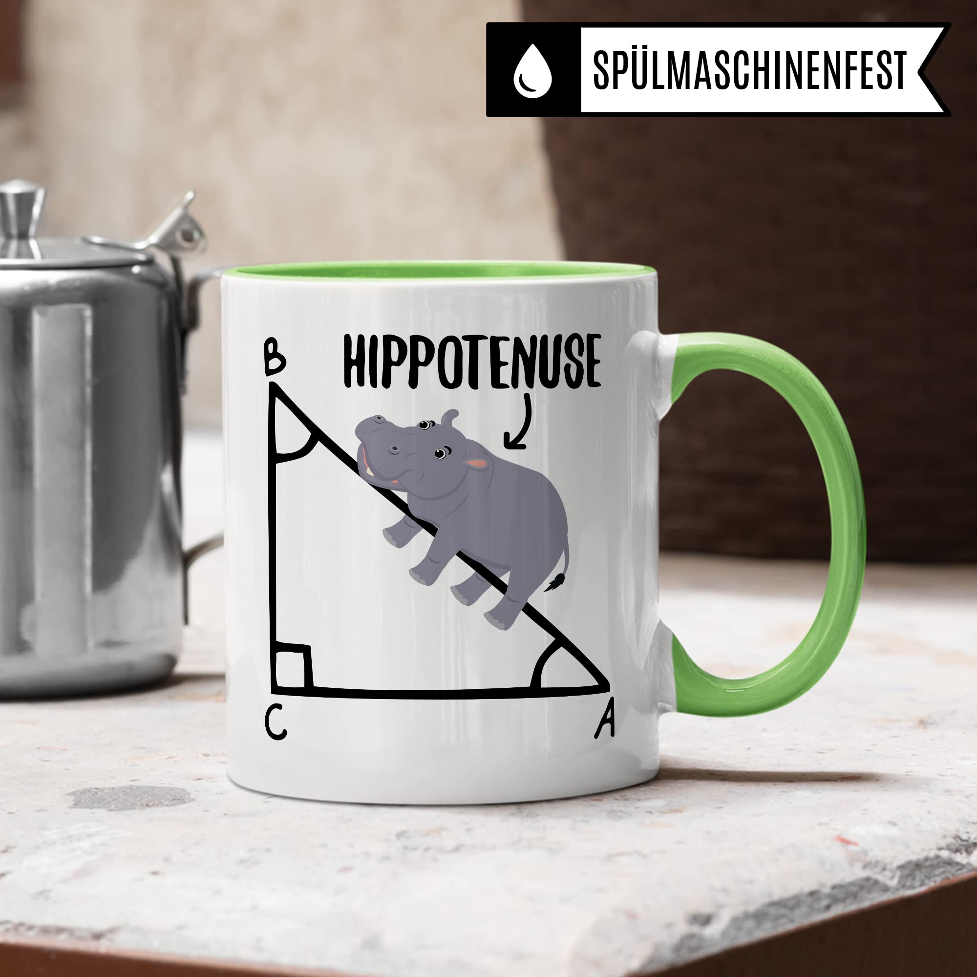 Mathe Tasse Mathematiker Kaffeetasse Hippothenuse lustig Kaffee-Becher Mathe-Lehrer Geschenkidee Sarkasmus Mathematik Mathematikstudent Geschenk Kollegium Lehrerzimmer Pythagoras Nilpferd Flusspferd