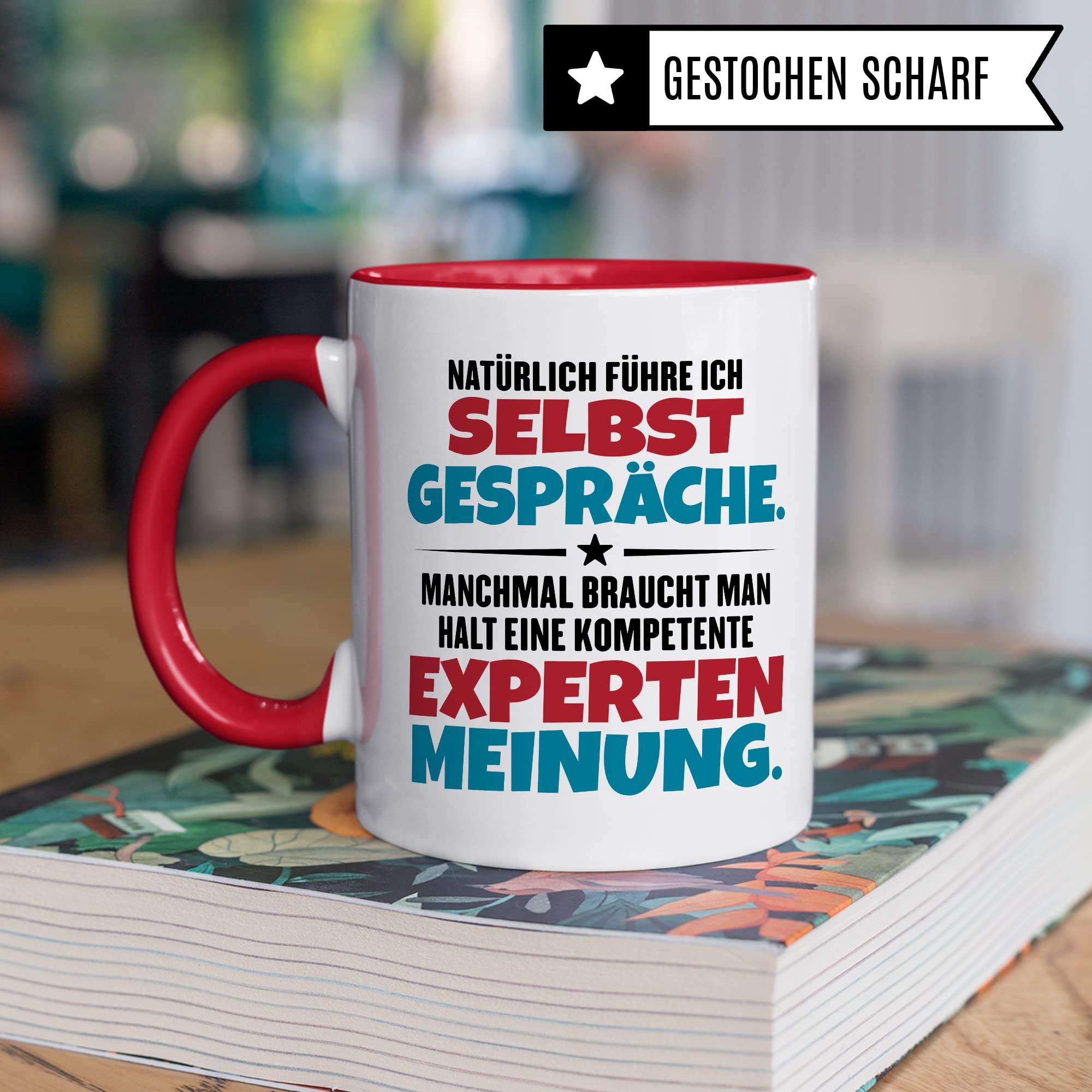 Lustige Tasse mit Spruch Kaffeetasse fürs Büro Humor Natürlich führe ich Selbstgespräche Spruch Geschenk Witz Geschenkidee Kaffee-Becher