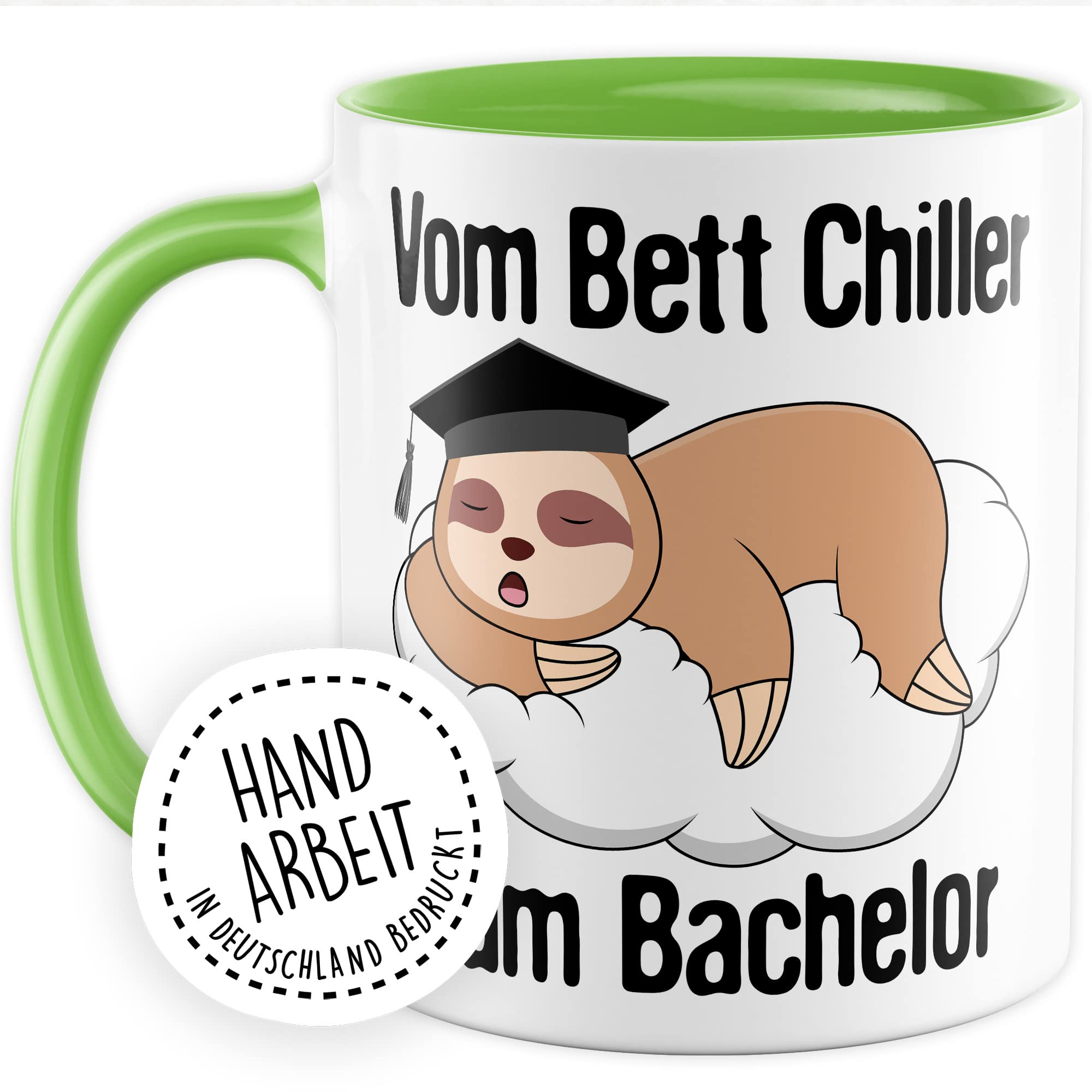 Bachelor Tasse Studenten Geschenk Humor Kaffeetasse mit lustigen Spruch Uni Kaffeebecher Studentin Geschenkidee Faultier Teetasse