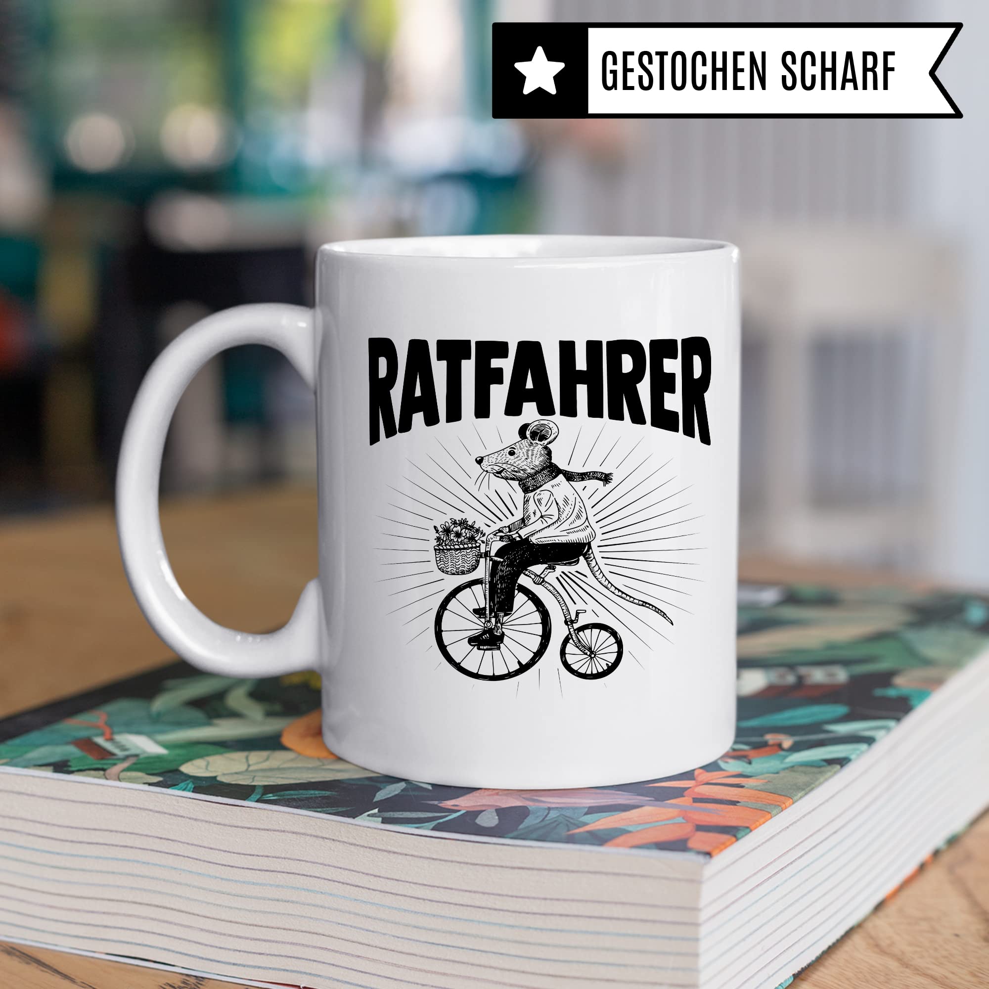 Ratfahrer Tasse Fahrrad Kaffeetasse Ratte Kaffee-becher Fahrradliebe Bike lustig Geschenk Fahrradfahren Geschenkidee Motiv Biker