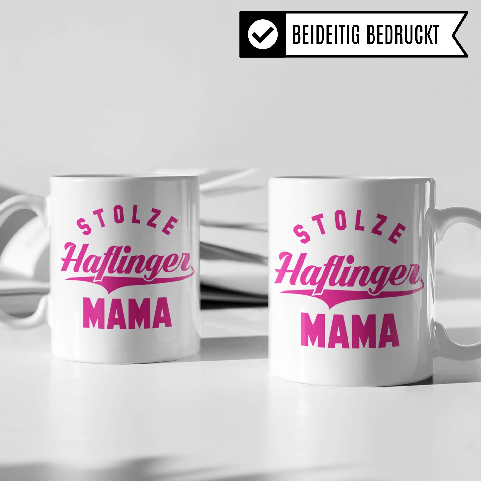 Pagma Druck Haflinger Tasse Geschenk, Reiterin Spruch Becher Pferd Geschenkidee Mädchen, Kaffeetasse Haflingerpferd Rasse Reiten (Weiß/Weiß)