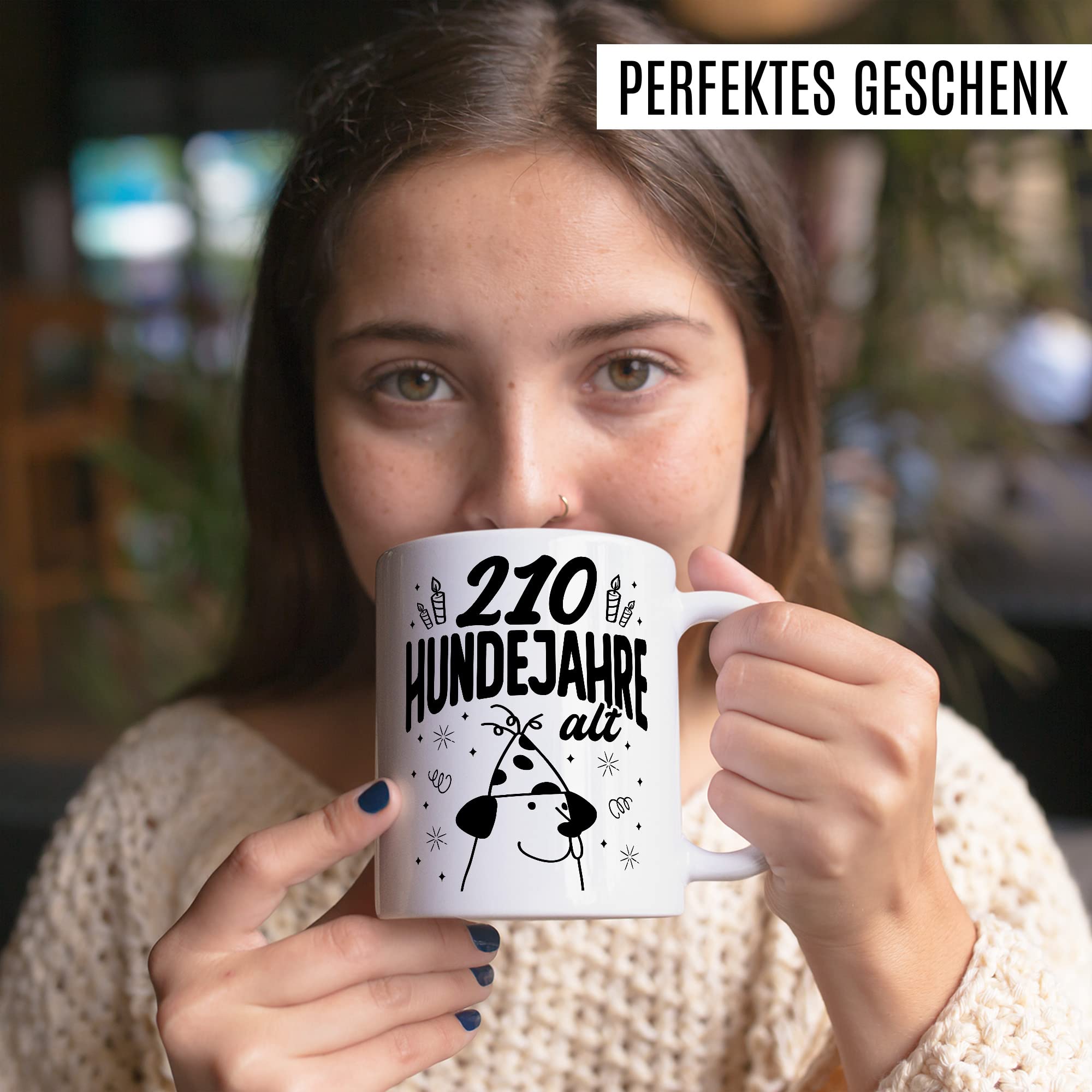 Tasse 50. Geburtstag, 350 Hundejahre alt Geschenk Geschenkidee Kaffeetasse mit Spruch lustig Kaffee-Becher Hundebesitzer Hundehalter Hundejahre Herrchen Frauchen Teetasse Witztasse