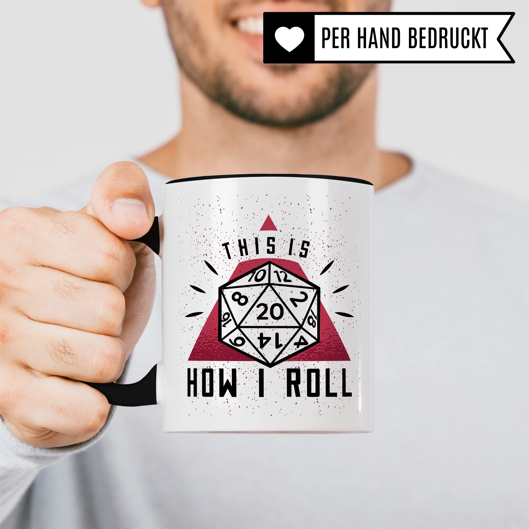 DnD Roleplay Tasse, This is how I roll Spruch, Rollenspiel Spruch D20 Dice Geschenkidee, Pen & Paper Tabletop D20 Würfel Motiv - RPG Dungeon Kaffee-Becher