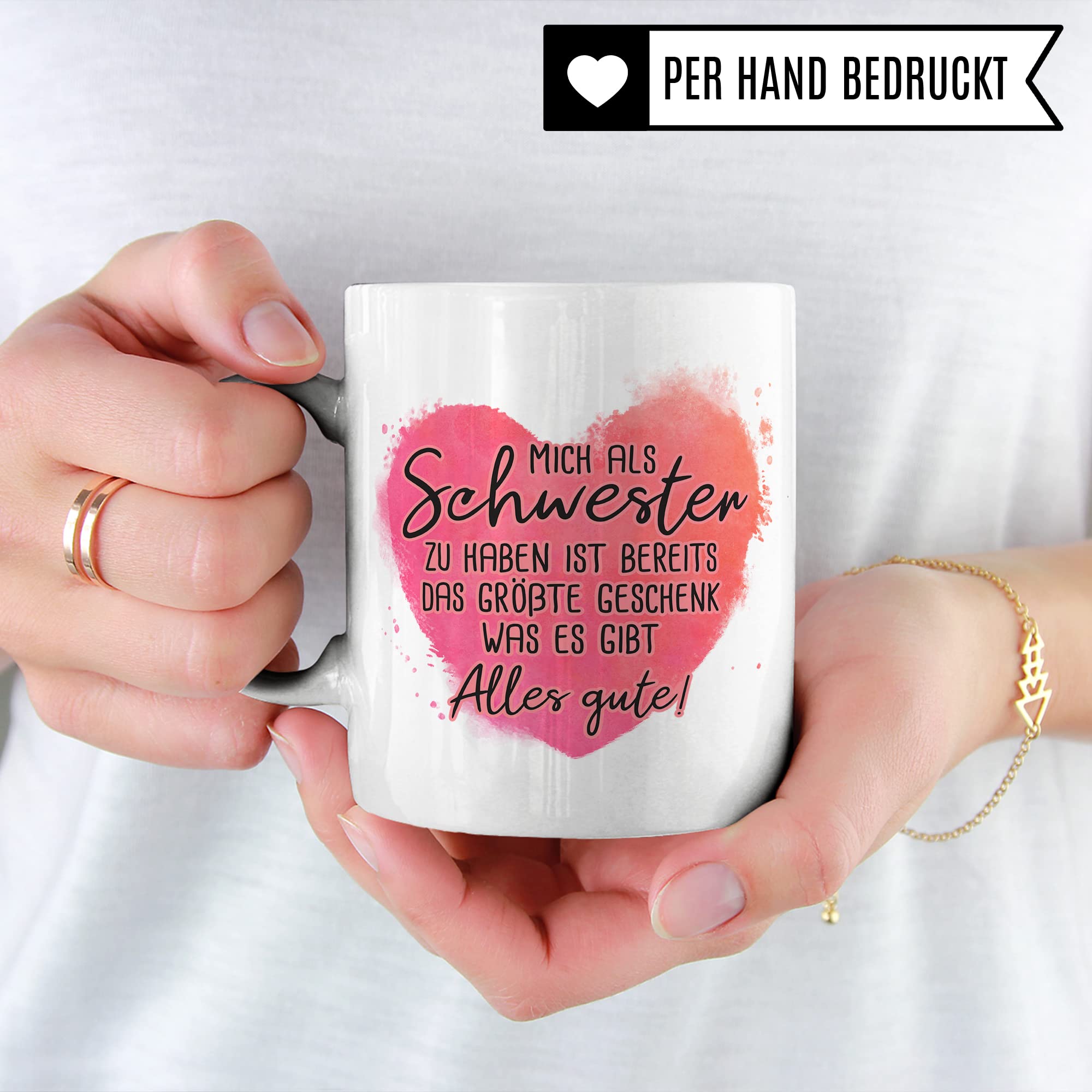 Tasse Bruder Geschenk, Mich als Schwester zu haben ist bereits das größte Geschenk das es gibt Geschenkidee Geschwister Kaffee-Becher Kaffeetasse Tasse mit Spruch lustig Witz-Tasse