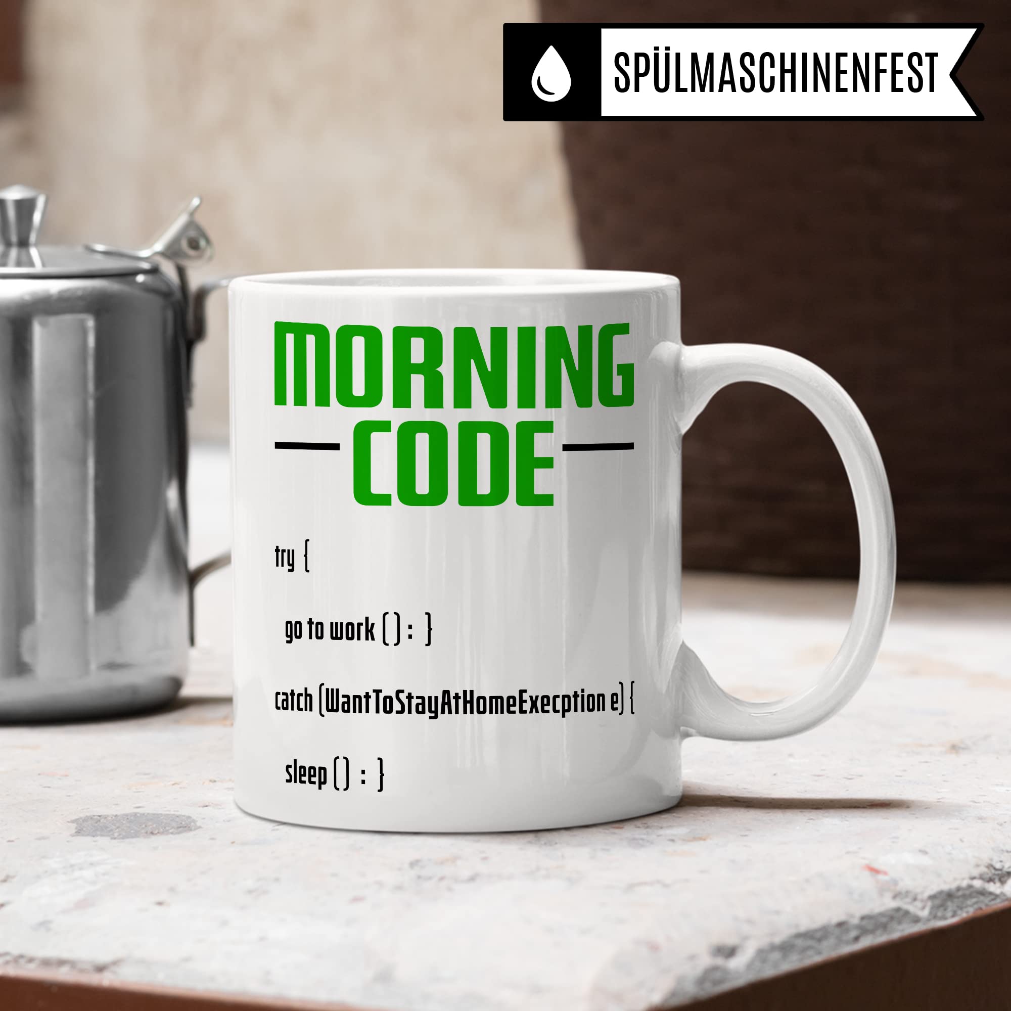 Informatiker Tasse Kaffeetasse Informatik-Student Morning Code Programmieren Kaffee-Becher lustig Geschenk Sarkasmus Geschenkidee Programmierer